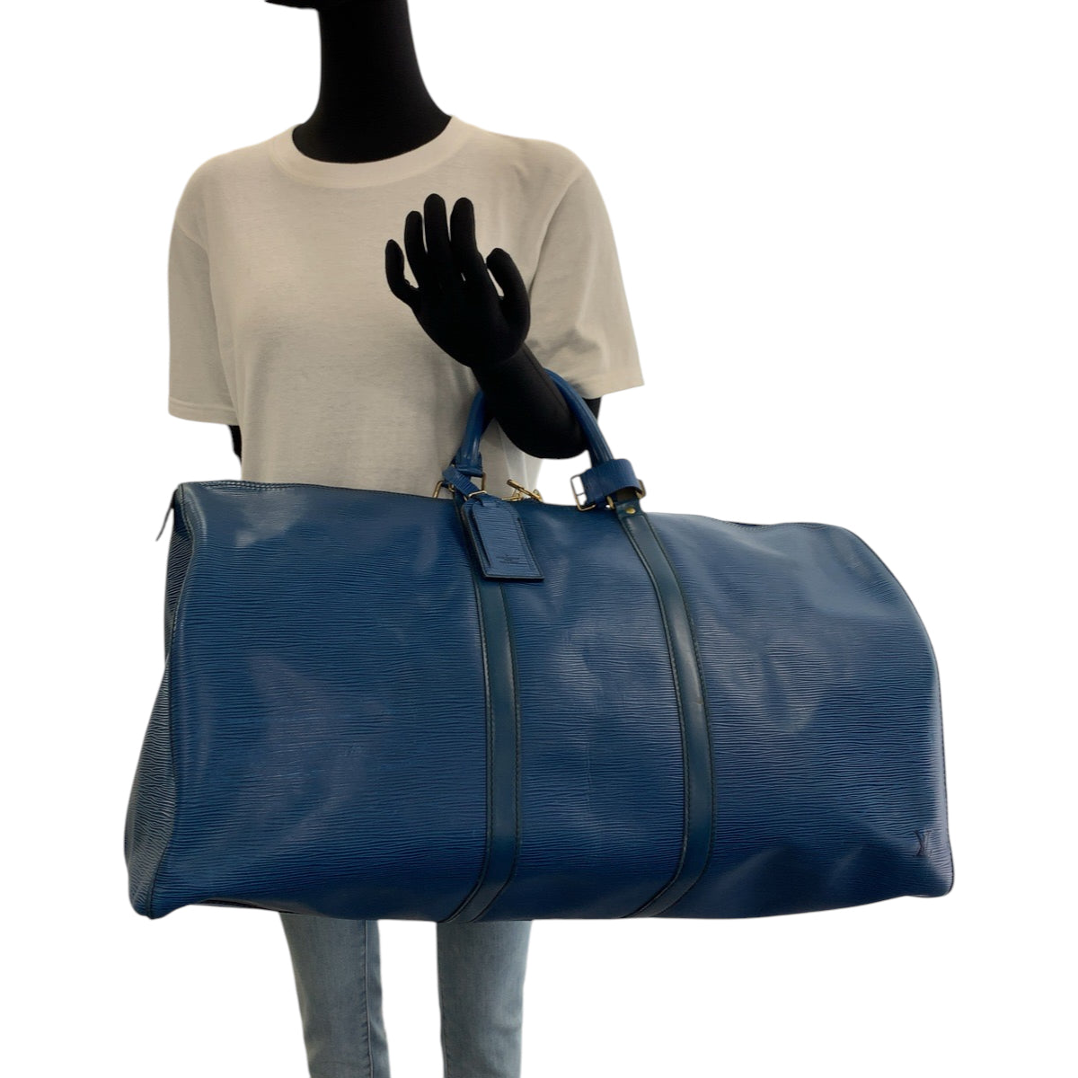 17362
LOUIS VUITTON ルイヴィトン エピ キーポル60 男女兼用 トレドブルー ブルー ゴールド金具 エピレザー M42945 ボストンバッグ ハンドバッグ レディース AB68