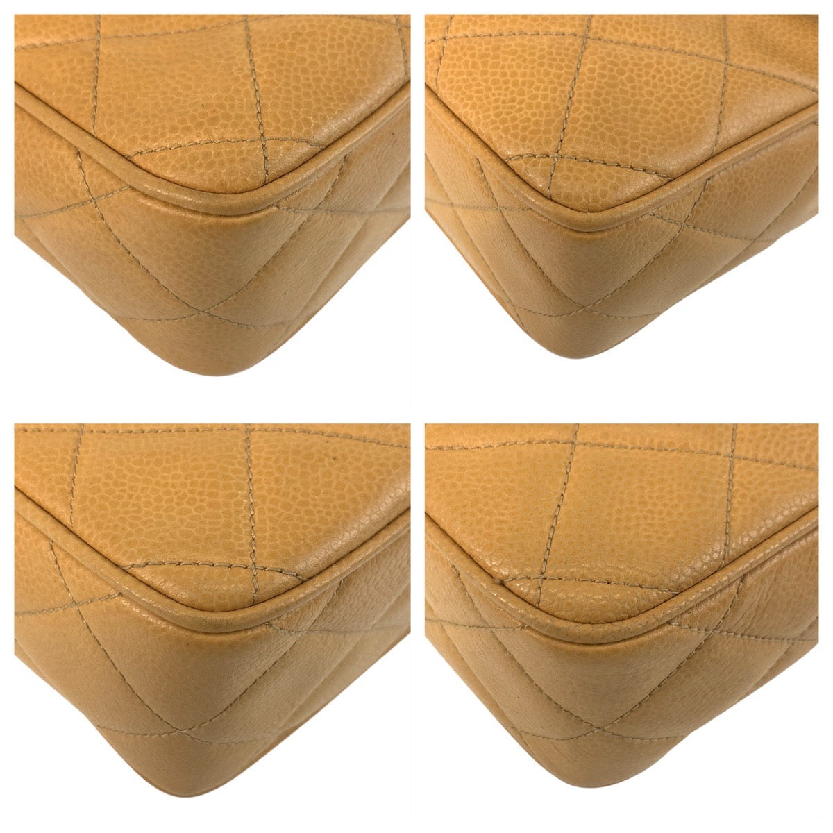 17363
CHANEL シャネル ヴィンテージ ココマーク ターンロック ベージュ ゴールド金具 キャビアスキン ショルダーバッグ ポシェット  レディース ABP240