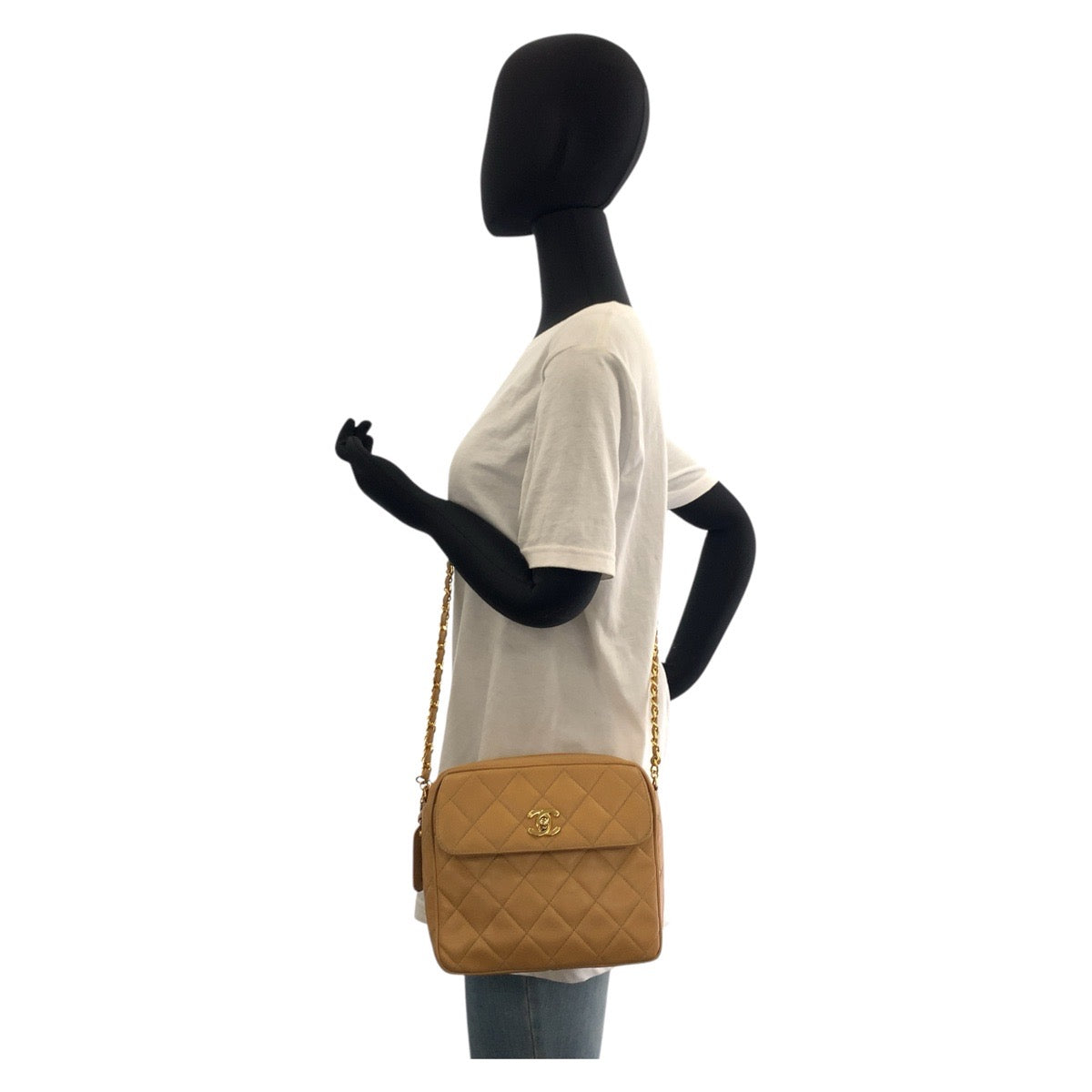 17363
CHANEL シャネル ヴィンテージ ココマーク ターンロック ベージュ ゴールド金具 キャビアスキン ショルダーバッグ ポシェット  レディース ABP240