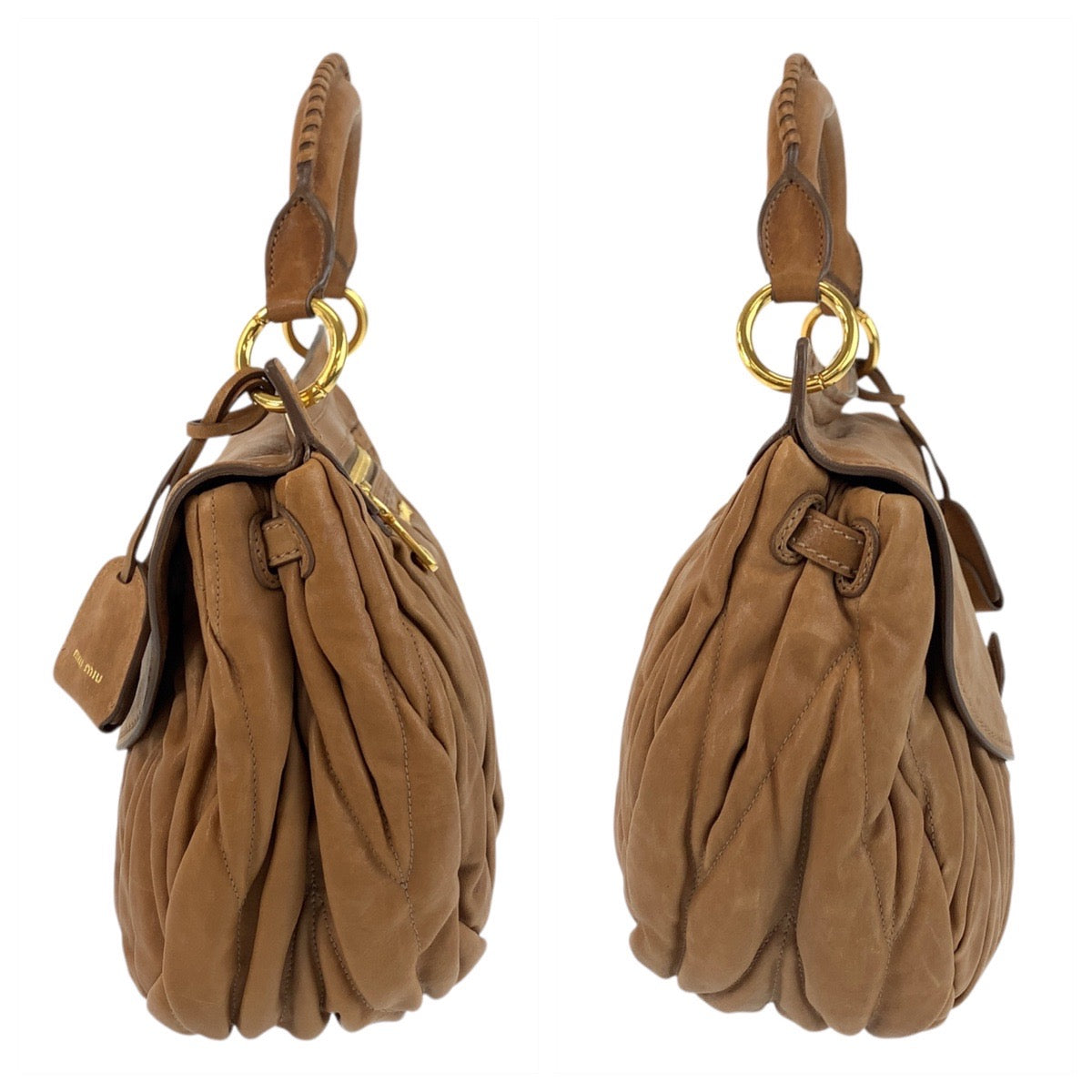 17364
Miu Miu ミュウ ミュウ マテラッセ ブラウン ゴールド金具 レザー ハンドバッグ ショルダーバッグ  レディース ABP43