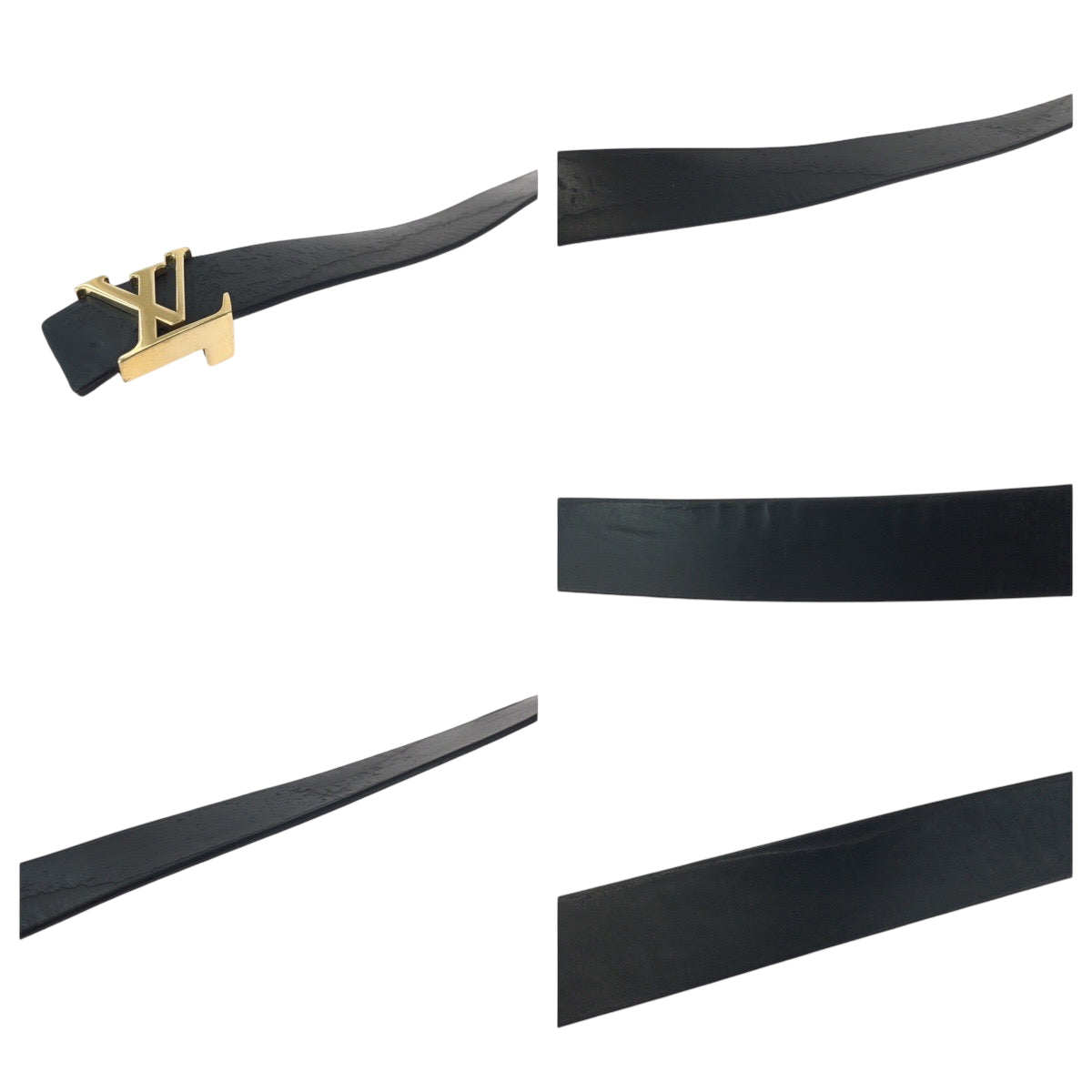 17365
LOUIS VUITTON ルイヴィトン サンチュール イニシアル 75cm/30inc ブラック 黒 ブラウン ゴールド金具 レザー M6900 ベルト バックル  メンズ