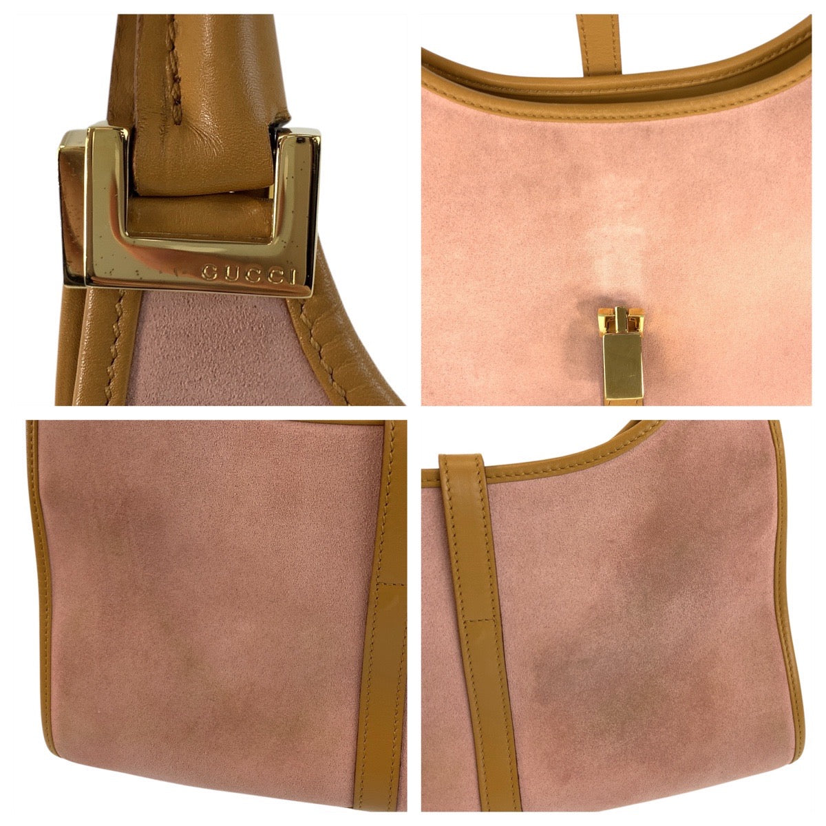 17366
GUCCI グッチ ジャッキー ピンク ゴールド金具 スウェード / レザー 002 1068 ショルダーバッグ ハンドバッグ  レディース AB40