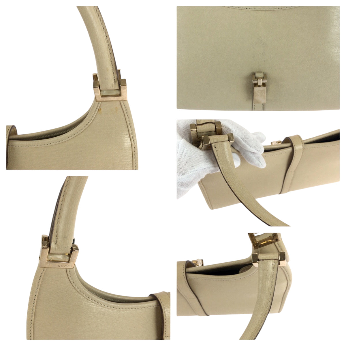17367
GUCCI グッチ ジャッキー アイボリー ゴールド金具 レザー 002 1068 ワンショルダーバッグ ハンドバッグ  レディース