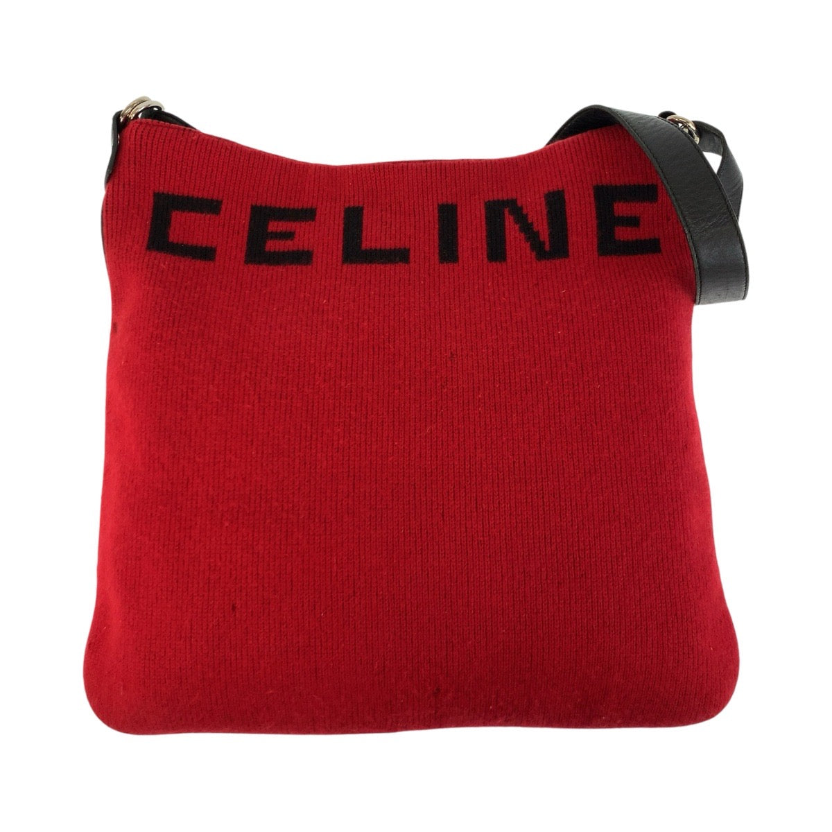 17368
CELINE セリーヌ レッド ブラック 黒 シルバー金具 ウール / レザー MC99/2 ショルダーバッグ  レディース