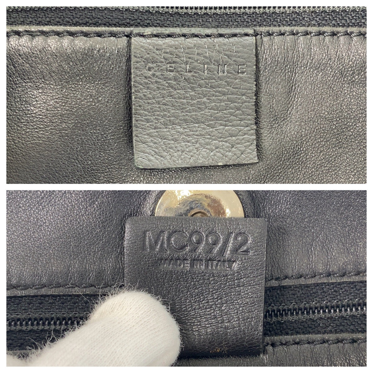 17368
CELINE セリーヌ レッド ブラック 黒 シルバー金具 ウール / レザー MC99/2 ショルダーバッグ  レディース