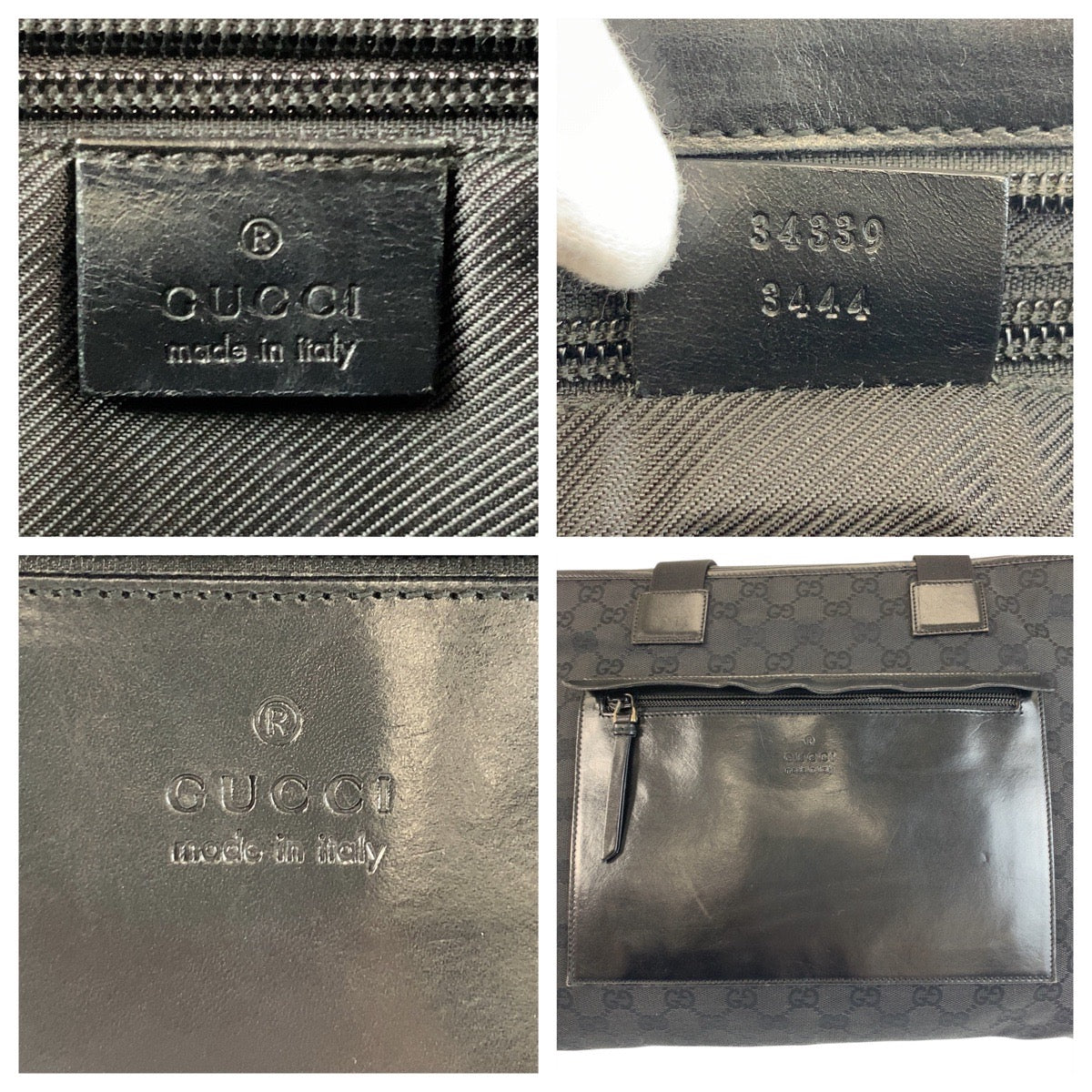 17369
GUCCI グッチ ブラック 黒 GGキャンバス / レザー 34339 トートバッグ ショルダーバッグ  レディース ABP33