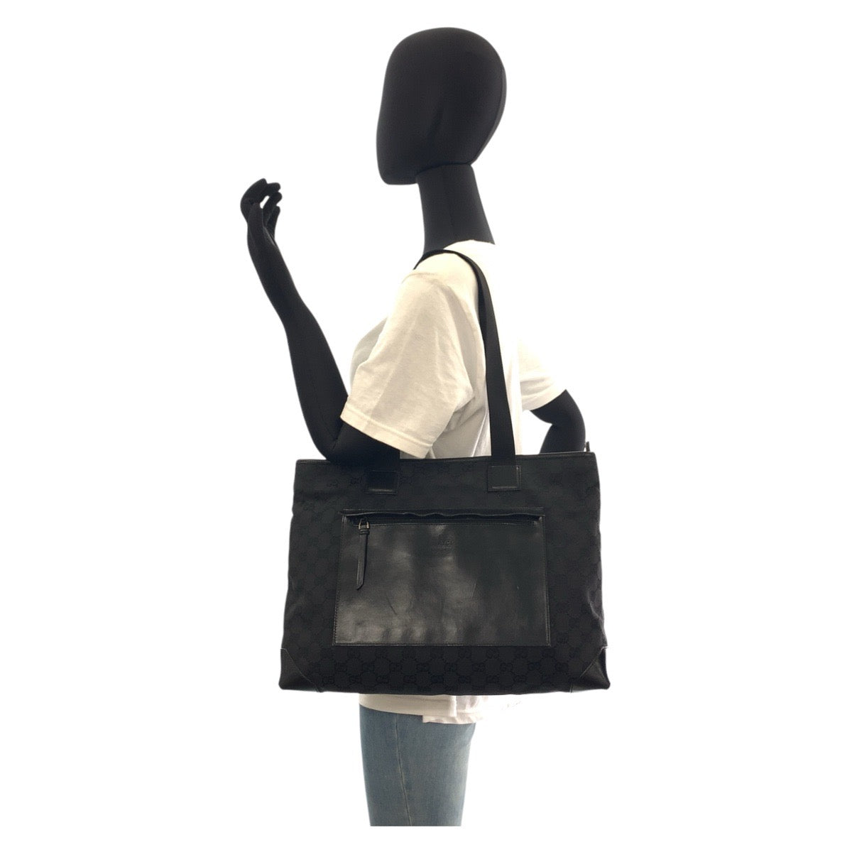 17369
GUCCI グッチ ブラック 黒 GGキャンバス / レザー 34339 トートバッグ ショルダーバッグ  レディース ABP33