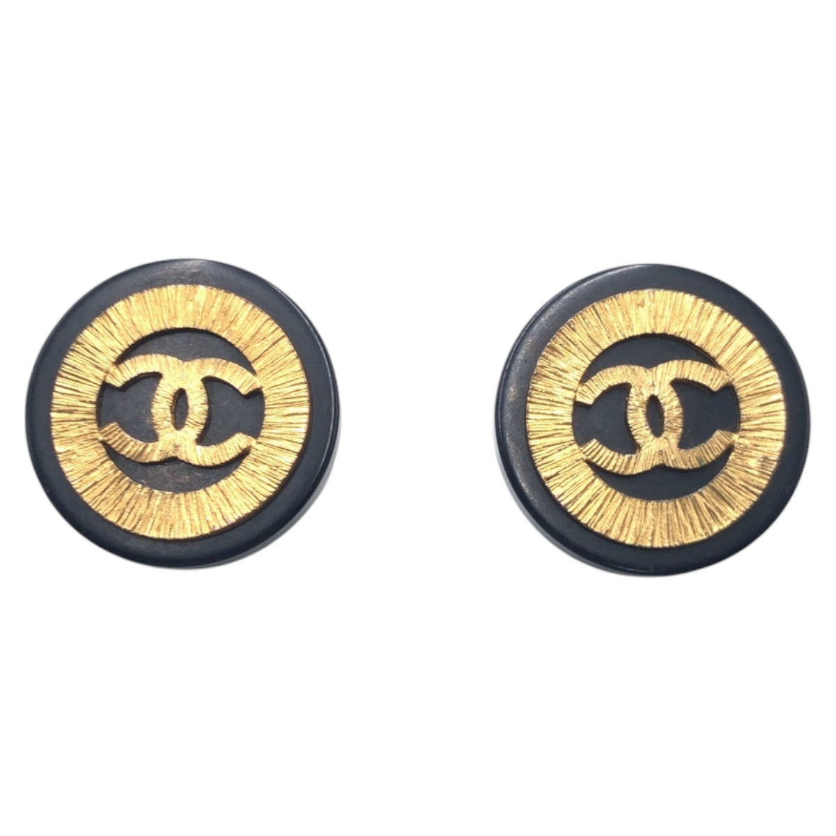 17371
CHANEL シャネル ヴィンテージ 1993 ココマーク ブラック 黒 ゴールド プラスチック / メタル イヤリング レディース AB40