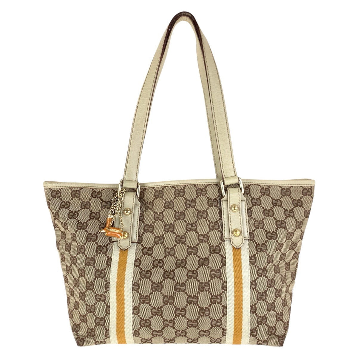 17374
GUCCI グッチ シェリーライン ブラウン ホワイト ゴールド金具 GGキャンバス / レザー 137396 トートバッグ ショルダーバッグ  レディース