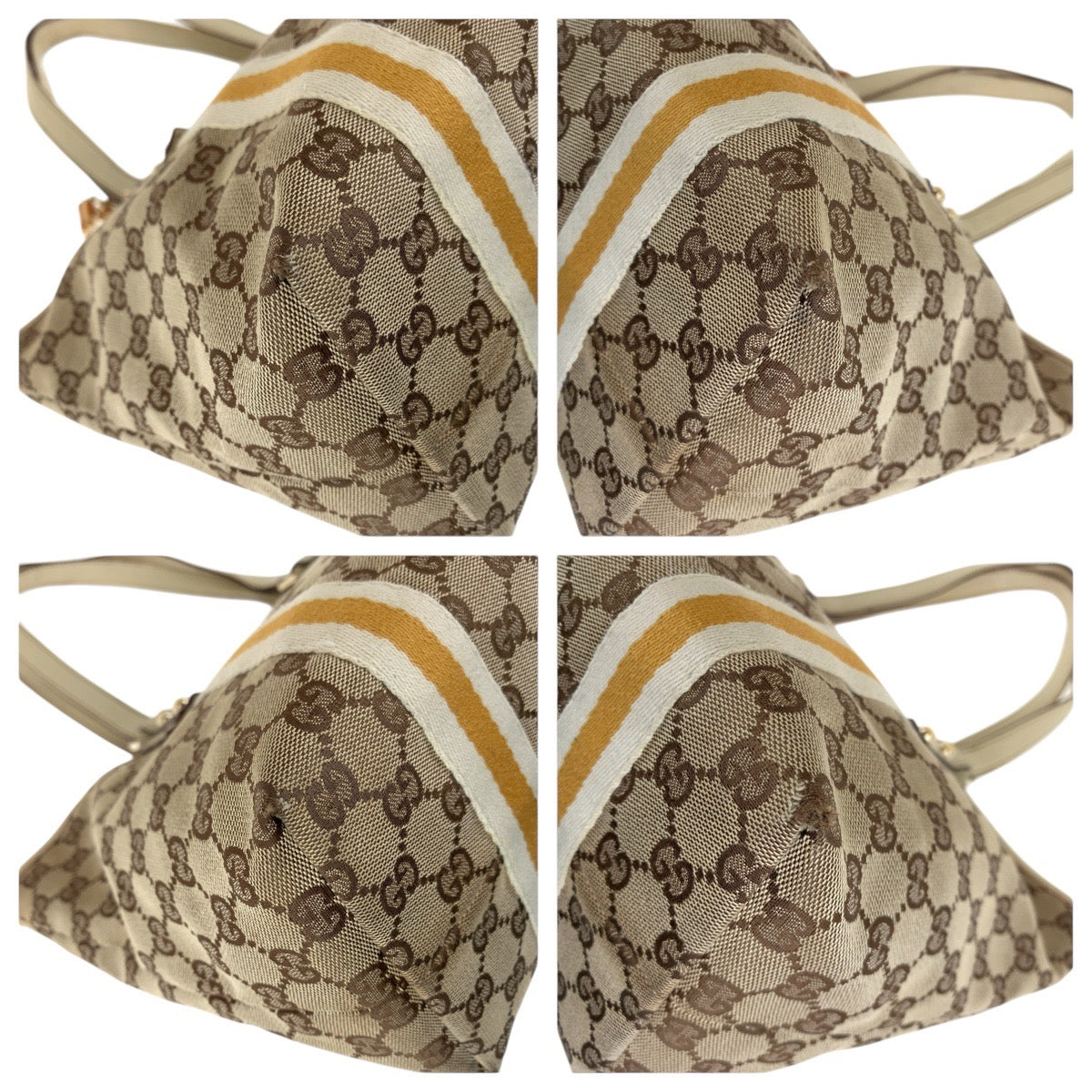 17374
GUCCI グッチ シェリーライン ブラウン ホワイト ゴールド金具 GGキャンバス / レザー 137396 トートバッグ ショルダーバッグ  レディース
