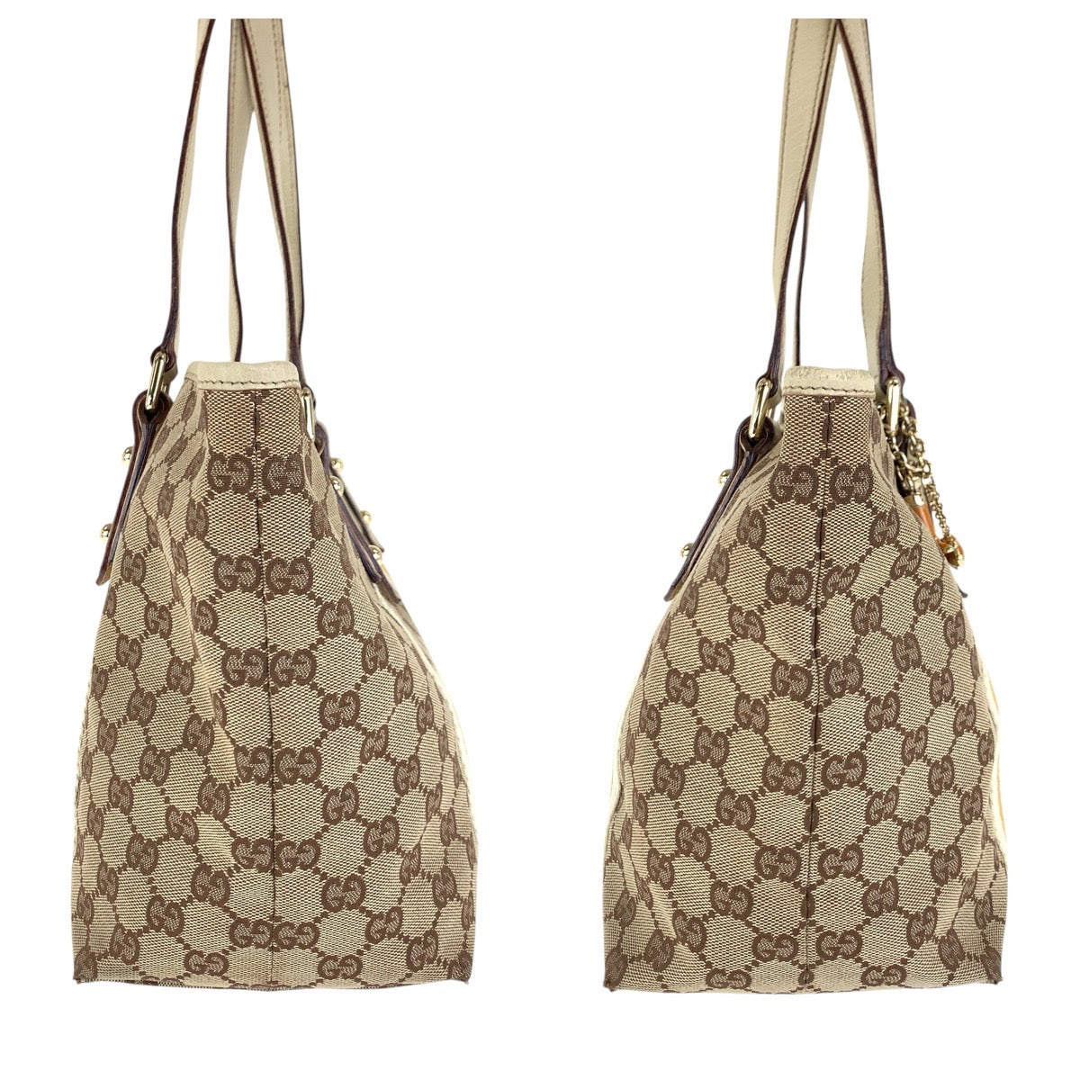 17374
GUCCI グッチ シェリーライン ブラウン ホワイト ゴールド金具 GGキャンバス / レザー 137396 トートバッグ ショルダーバッグ  レディース