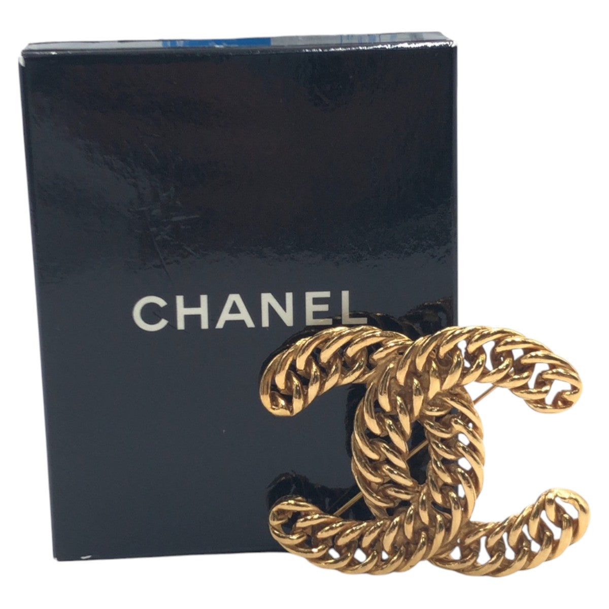 17375
CHANEL シャネル ヴィンテージ ビッグ チェーン ココマーク ゴールド メタル ブローチ  レディース A65