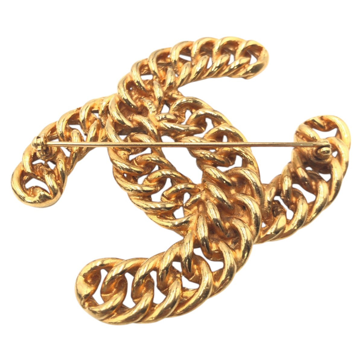 17375
CHANEL シャネル ヴィンテージ ビッグ チェーン ココマーク ゴールド メタル ブローチ レディース A65