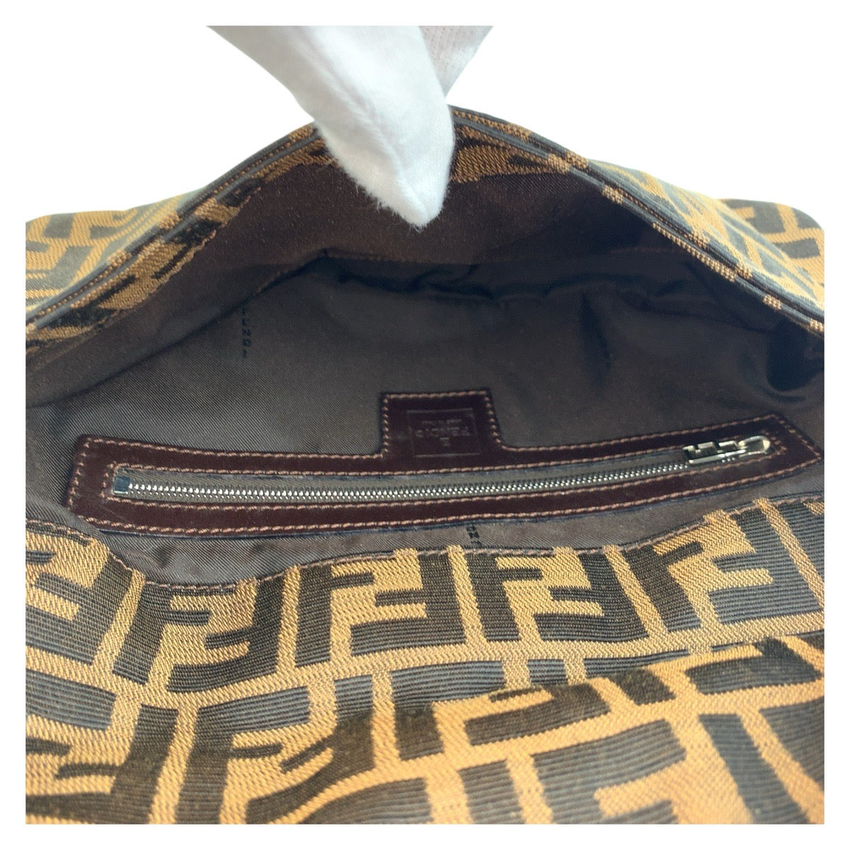 17377
FENDI フェンディ ズッカ マンマバケット ブラウン シルバー金具 キャンバス / レザー ショルダーバッグ ハンドバッグ  レディース A140