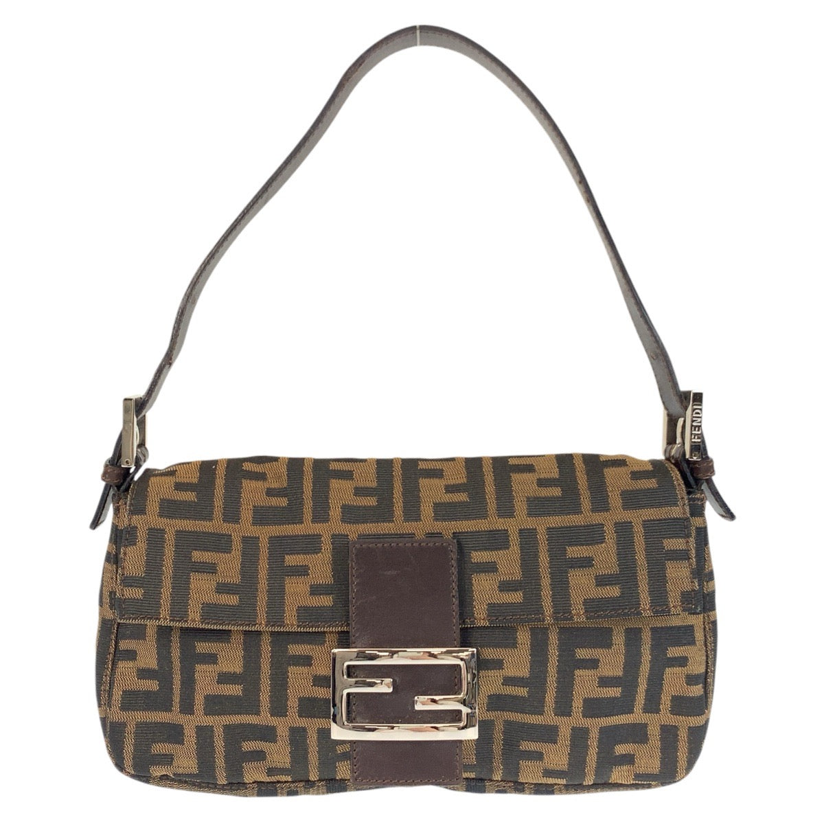 17377
FENDI フェンディ ズッカ マンマバケット ブラウン シルバー金具 キャンバス / レザー ショルダーバッグ ハンドバッグ  レディース A140