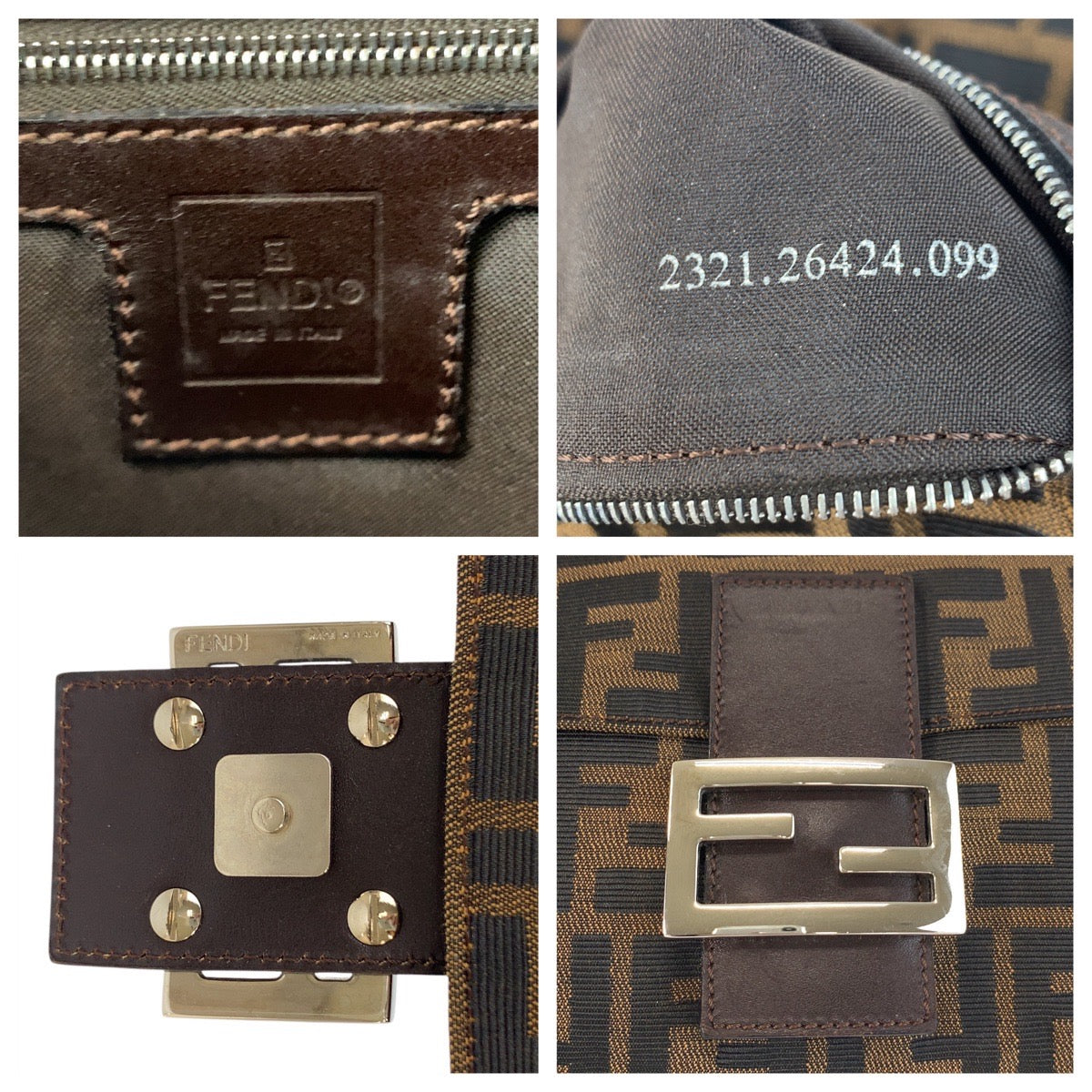 17377
FENDI フェンディ ズッカ マンマバケット ブラウン シルバー金具 キャンバス / レザー ショルダーバッグ ハンドバッグ  レディース A140