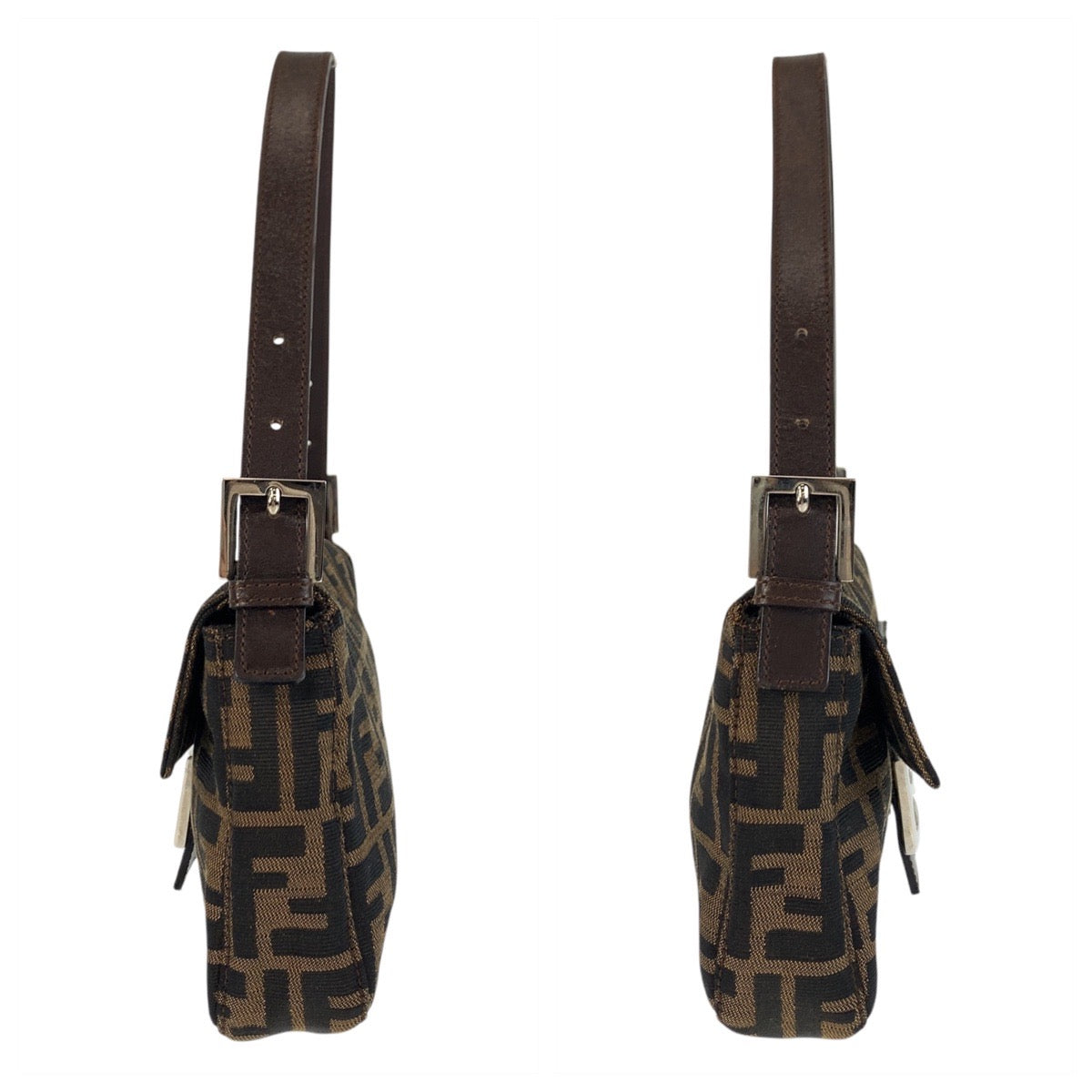 17377
FENDI フェンディ ズッカ マンマバケット ブラウン シルバー金具 キャンバス / レザー ショルダーバッグ ハンドバッグ  レディース A140