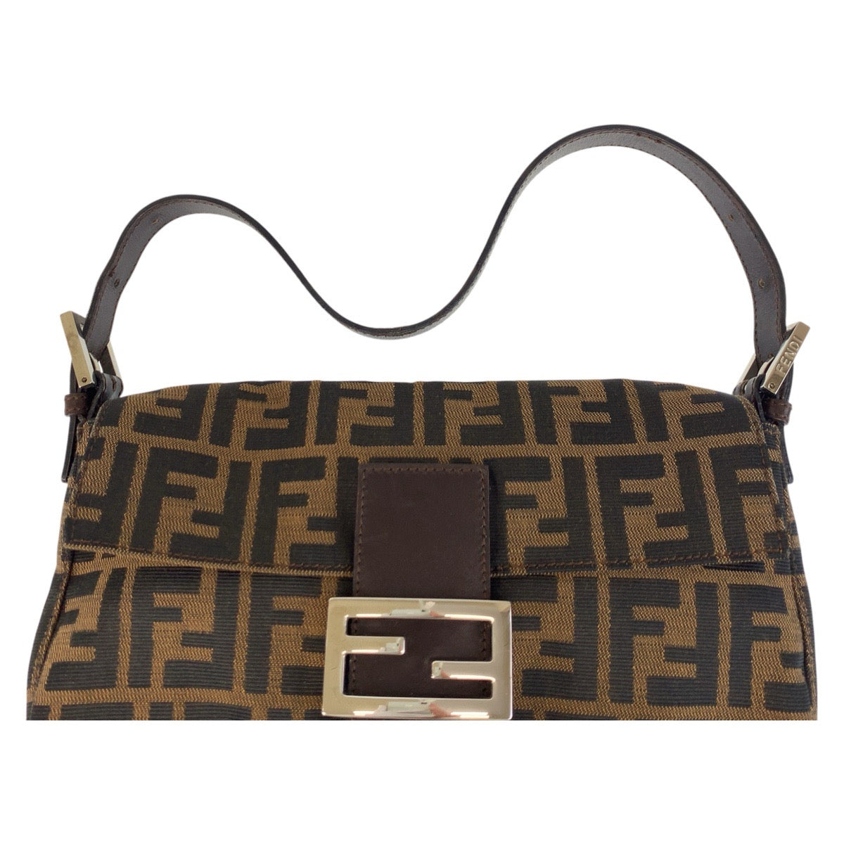 17377
FENDI フェンディ ズッカ マンマバケット ブラウン シルバー金具 キャンバス / レザー ショルダーバッグ ハンドバッグ  レディース A140