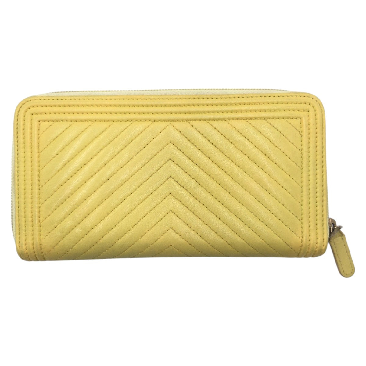 17383
CHANEL シャネル Vステッチ ココマーク イエロー ゴールド金具 レザー 長財布 ロングウォレット ラウンドファスナー  レディース