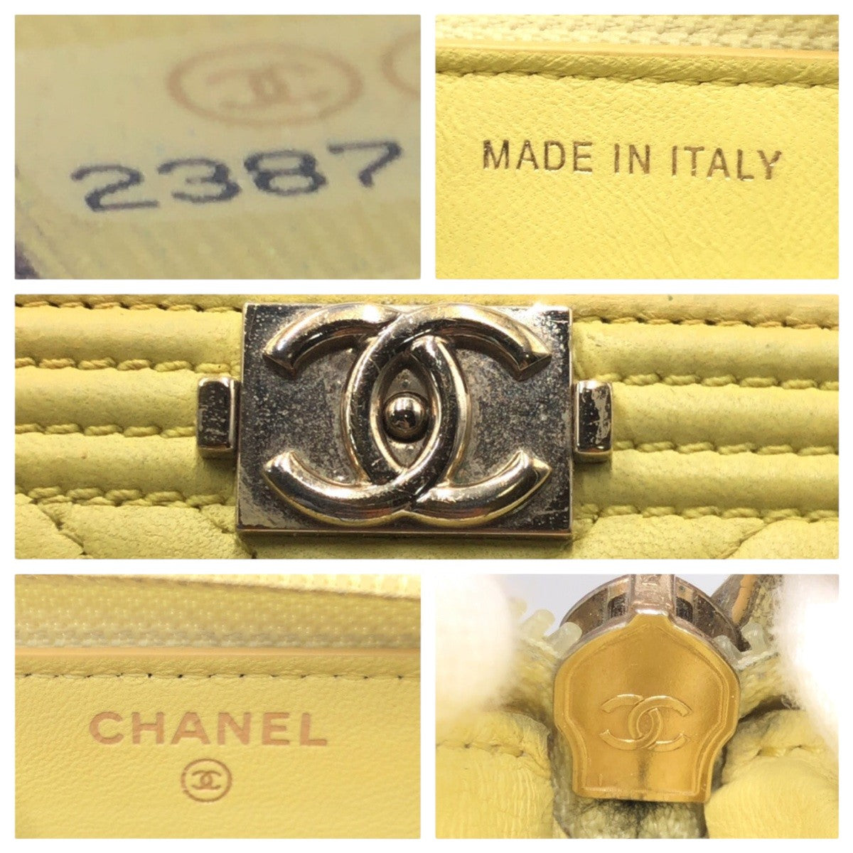 17383
CHANEL シャネル Vステッチ ココマーク イエロー ゴールド金具 レザー 長財布 ロングウォレット ラウンドファスナー  レディース