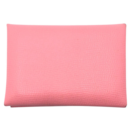 17384
HERMES エルメス カルヴィ デュオ ピンク シルバー金具 ヴォーエプソン コインケース カードケース Z刻印  レディース A62