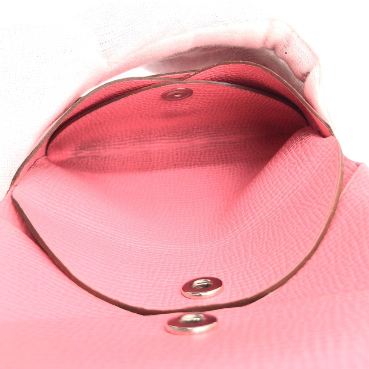 17384
HERMES エルメス カルヴィ デュオ ピンク シルバー金具 ヴォーエプソン コインケース カードケース Z刻印  レディース A62