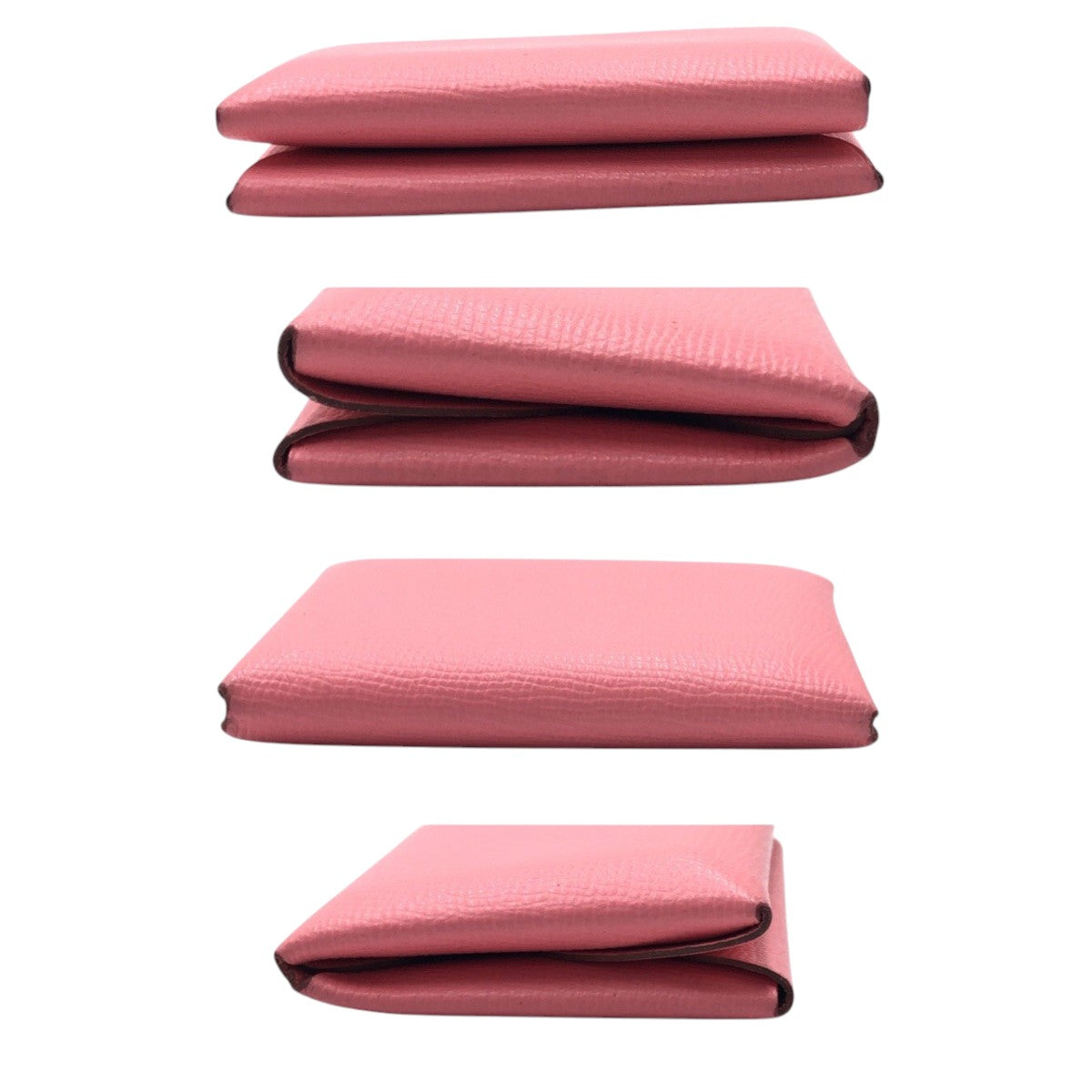 17384
HERMES エルメス カルヴィ デュオ ピンク シルバー金具 ヴォーエプソン コインケース カードケース Z刻印  レディース A62