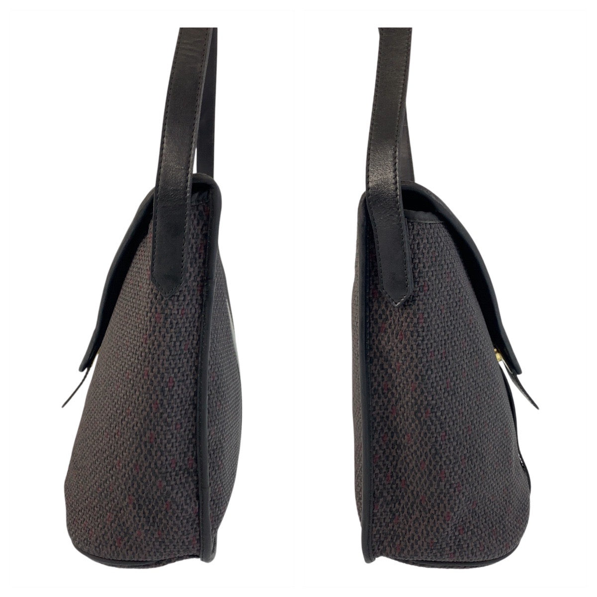 17386
YVES SAINT LAURENT イヴ サンローラン YSL グレー ブラック 黒 ゴールド金具 PVC / レザー ショルダーバッグ ポシェット  レディース ABP39
