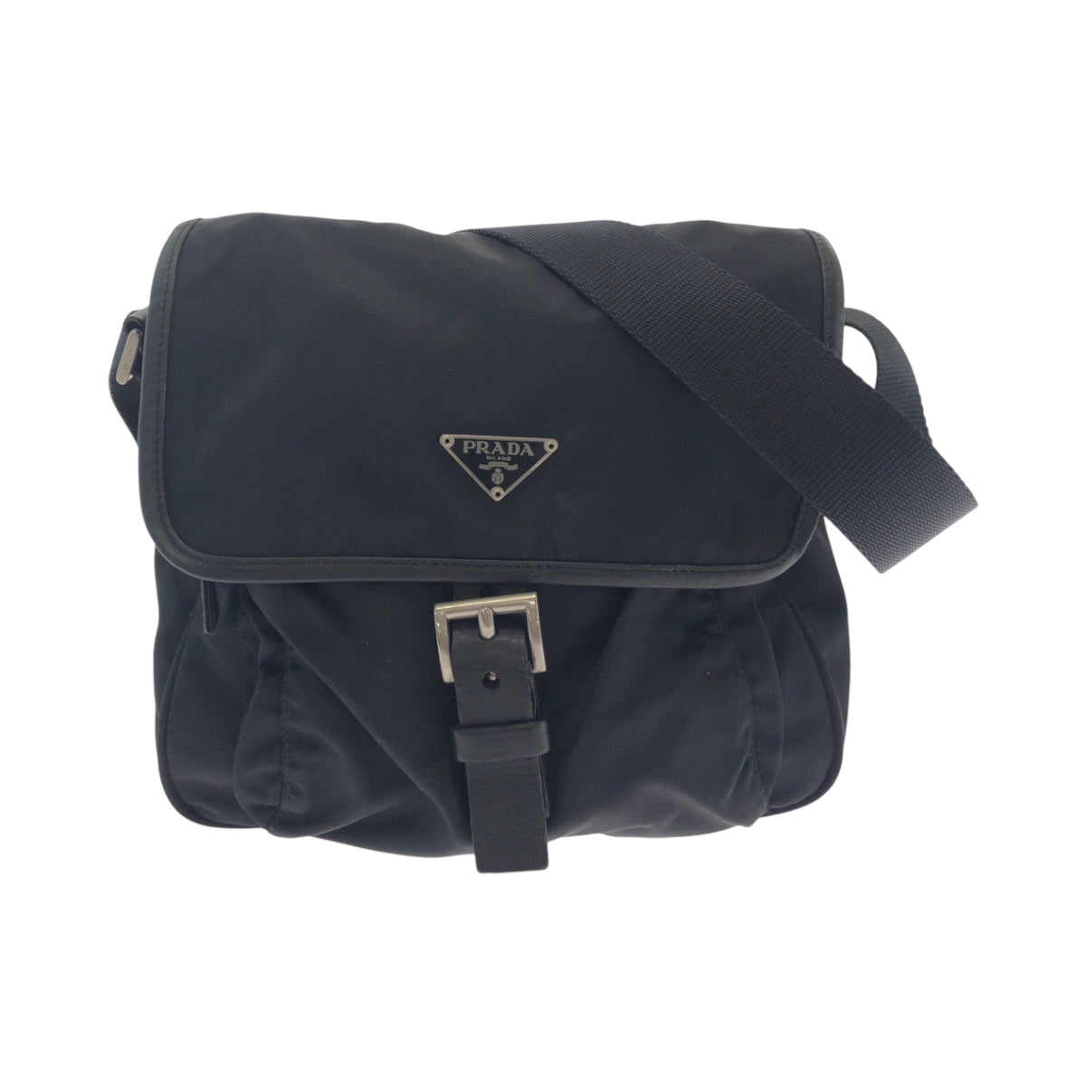 17387
PRADA プラダ テスート 三角ロゴプレート ブラック 黒 シルバー金具 ナイロン BT0173 ショルダーバッグ メッセンジャーバッグ  メンズ AB43