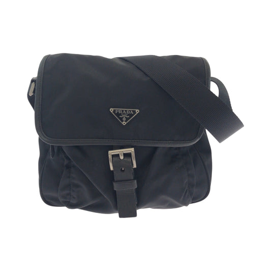 17387
PRADA プラダ テスート 三角ロゴプレート ブラック 黒 シルバー金具 ナイロン BT0173 ショルダーバッグ メッセンジャーバッグ  メンズ AB43