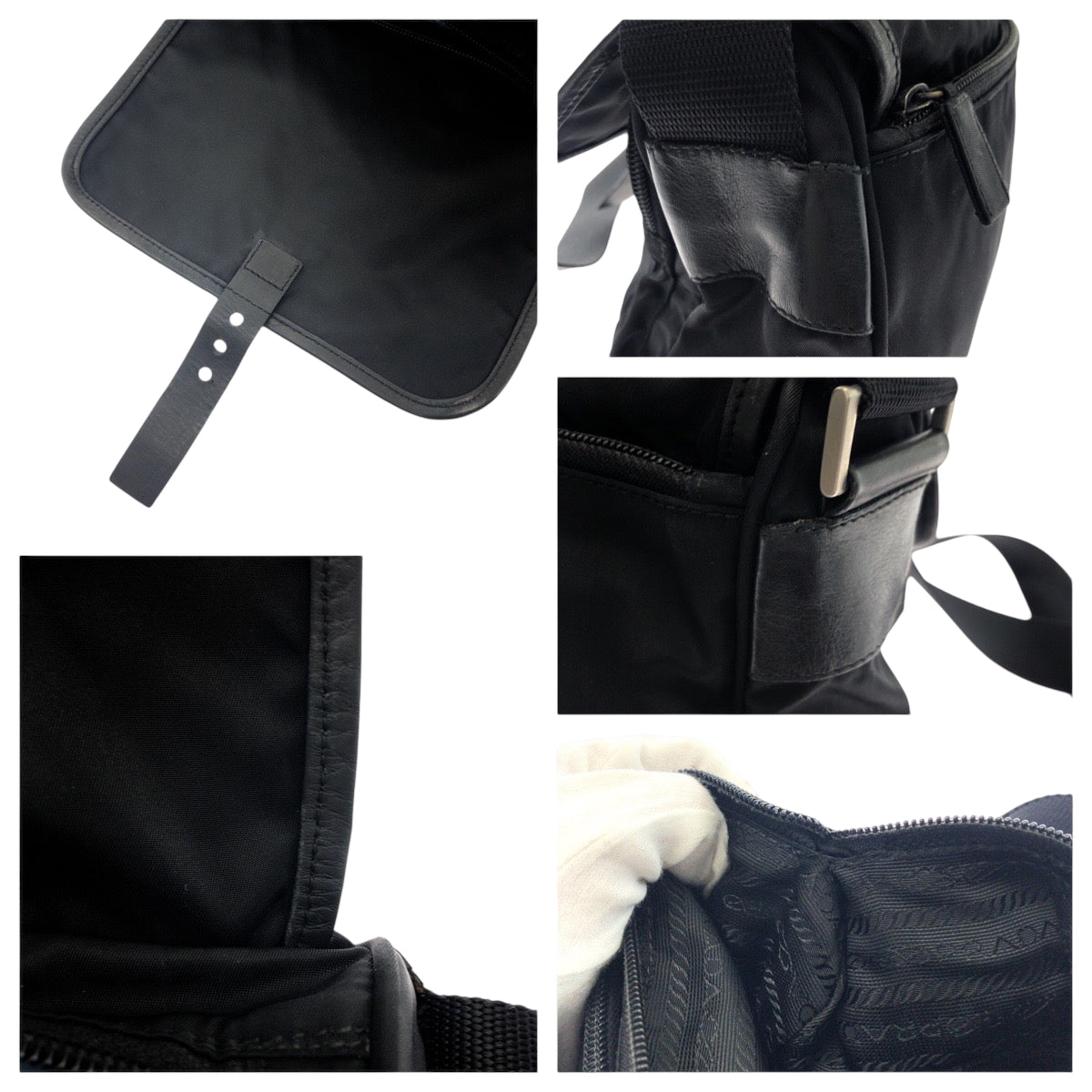 17387
PRADA プラダ テスート 三角ロゴプレート ブラック 黒 シルバー金具 ナイロン BT0173 ショルダーバッグ メッセンジャーバッグ  メンズ AB43