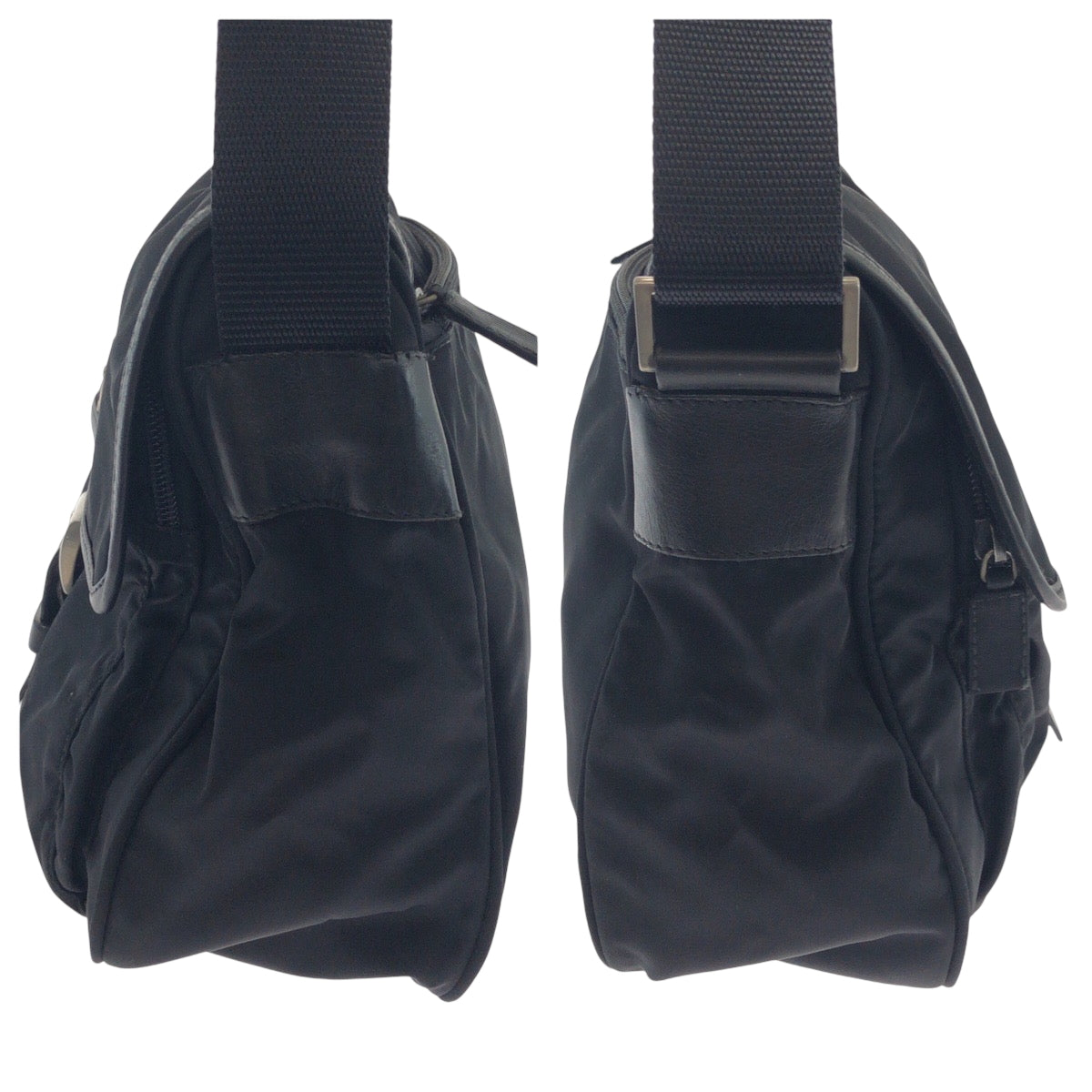 17387
PRADA プラダ テスート 三角ロゴプレート ブラック 黒 シルバー金具 ナイロン BT0173 ショルダーバッグ メッセンジャーバッグ  メンズ AB43