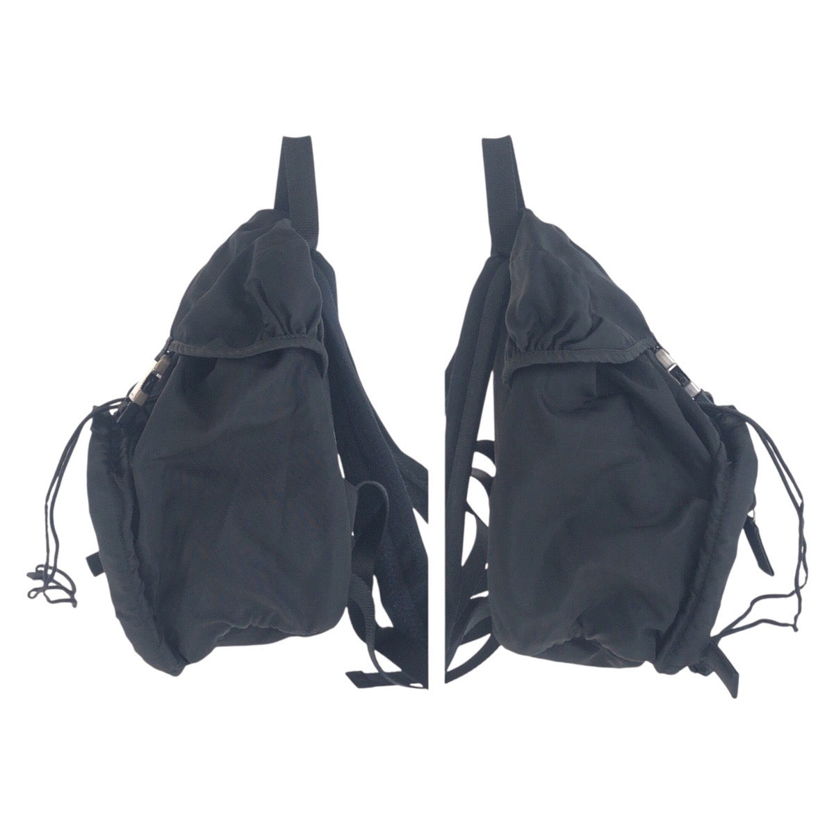 17389
PRADA プラダ テスート 三角ロゴプレート ブラック 黒 シルバー金具 ナイロン バックパック リュック  レディース AB39