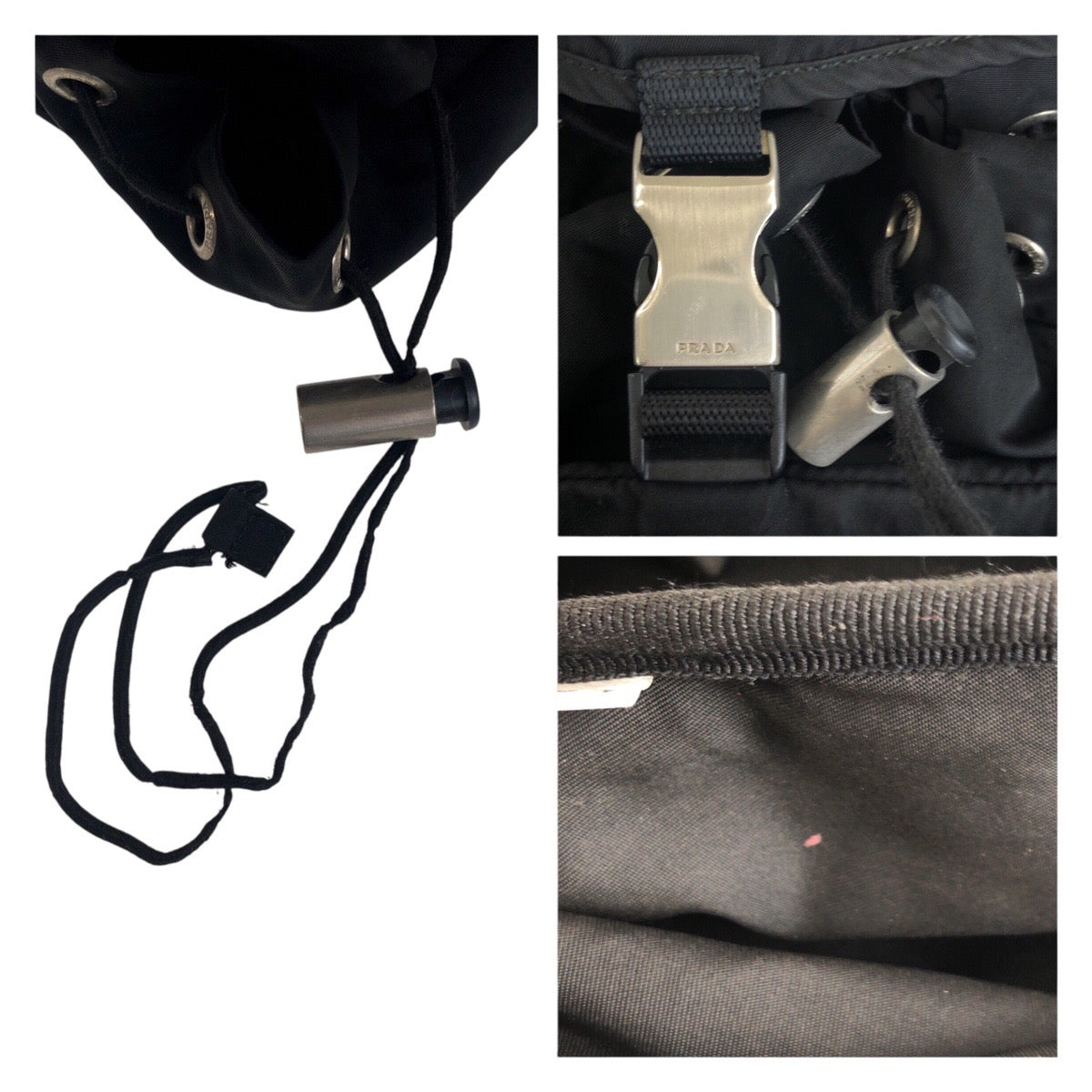 17389
PRADA プラダ テスート 三角ロゴプレート ブラック 黒 シルバー金具 ナイロン バックパック リュック  レディース AB39