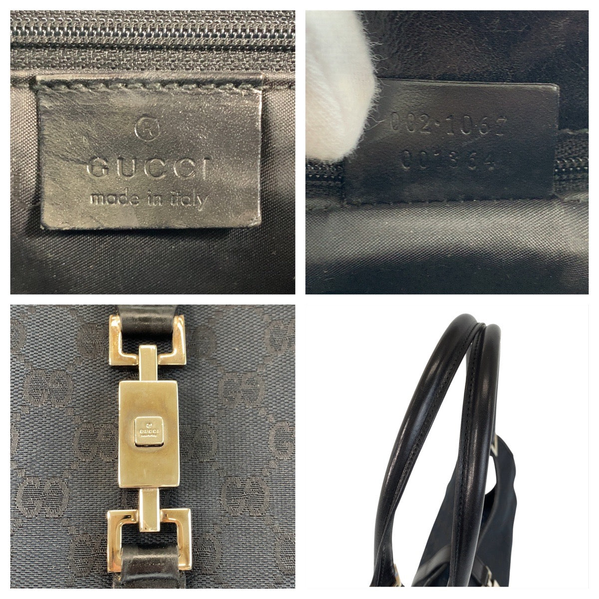 17390
GUCCI グッチ ジャッキー ブラック 黒 GGキャンバス / レザー 002 1067 ショルダーバッグ ハンドバッグ  レディース AB41