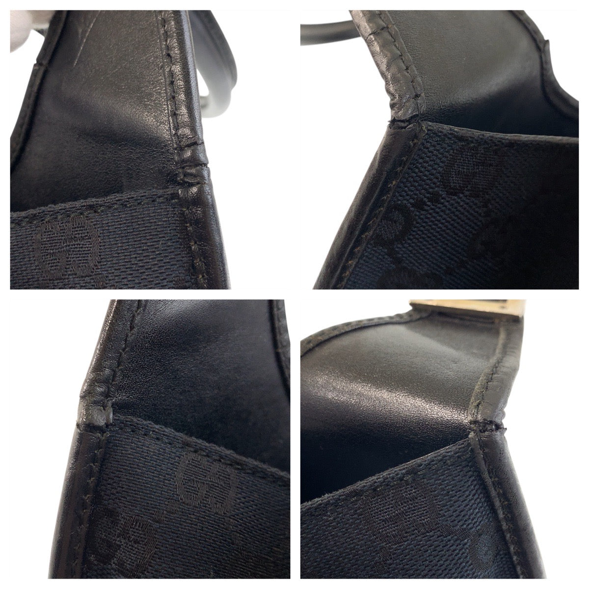17390
GUCCI グッチ ジャッキー ブラック 黒 GGキャンバス / レザー 002 1067 ショルダーバッグ ハンドバッグ  レディース AB41
