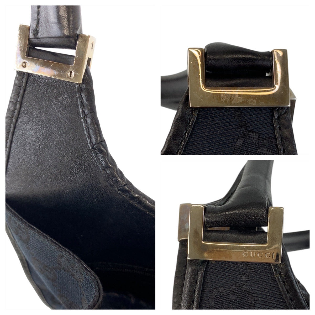 17390
GUCCI グッチ ジャッキー ブラック 黒 GGキャンバス / レザー 002 1067 ショルダーバッグ ハンドバッグ  レディース AB41