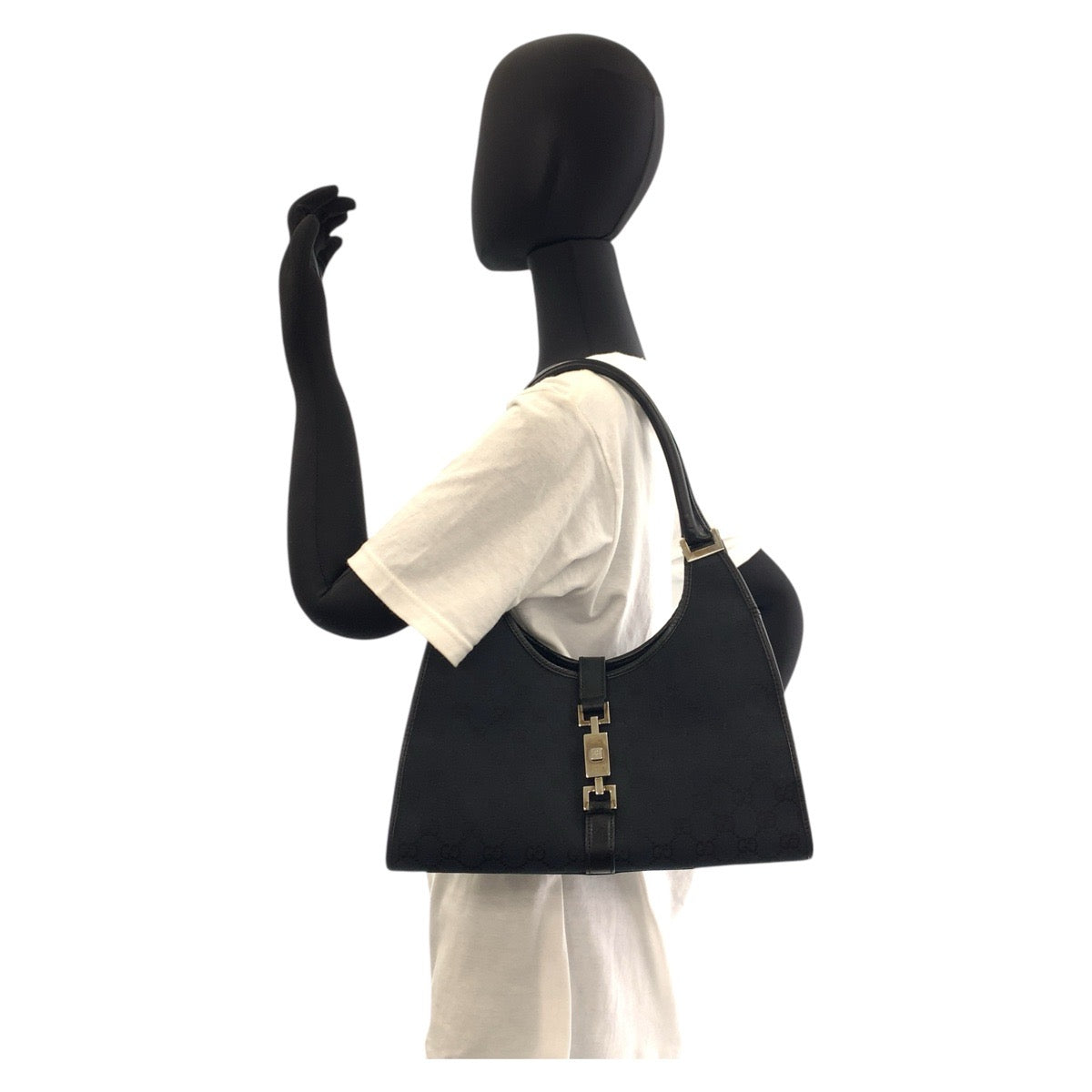17390
GUCCI グッチ ジャッキー ブラック 黒 GGキャンバス / レザー 002 1067 ショルダーバッグ ハンドバッグ  レディース AB41