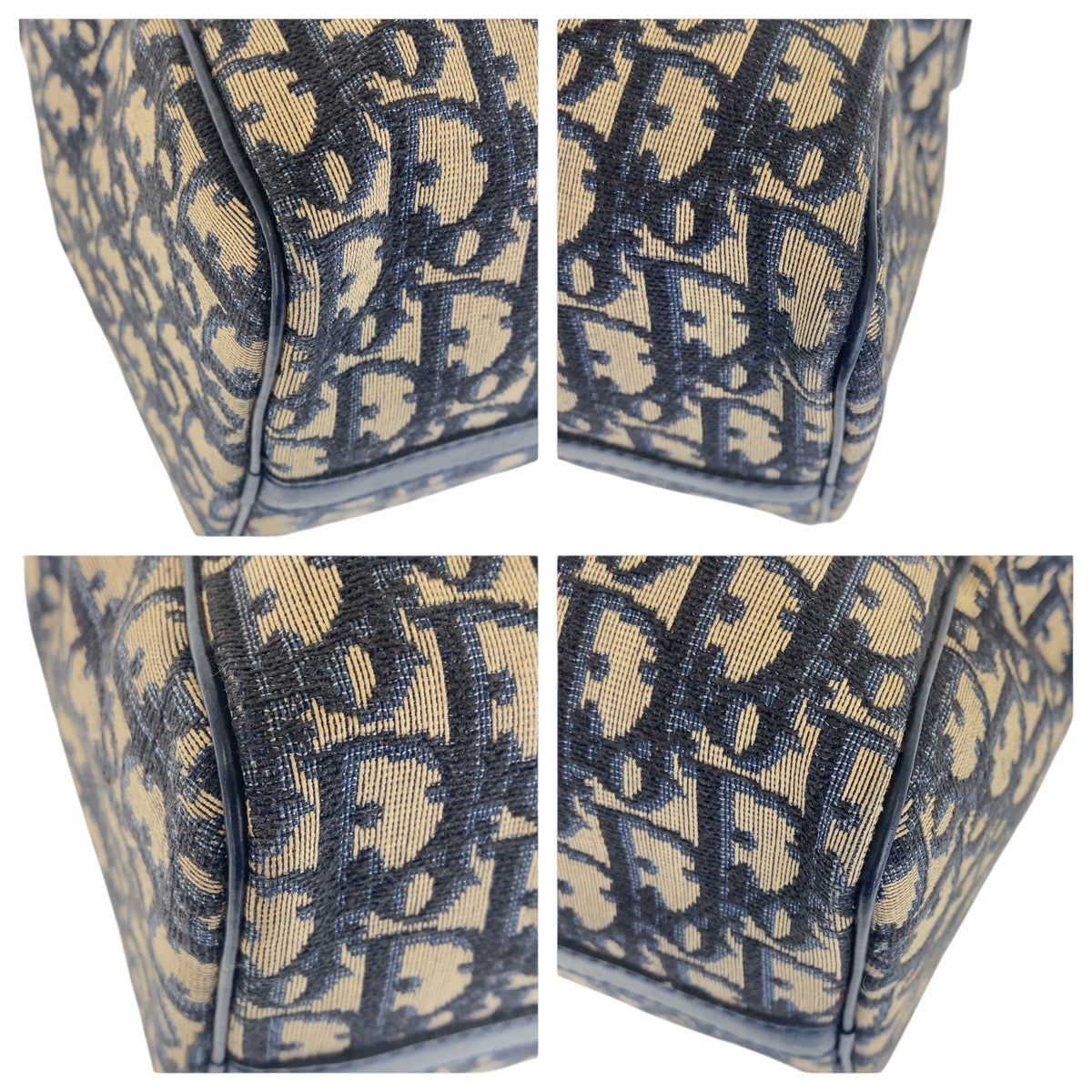 17392
Dior ディオール ヴィンテージ トロッター ネイビー シルバー金具 キャンバス ハンドバッグ ボストンバッグ  レディース