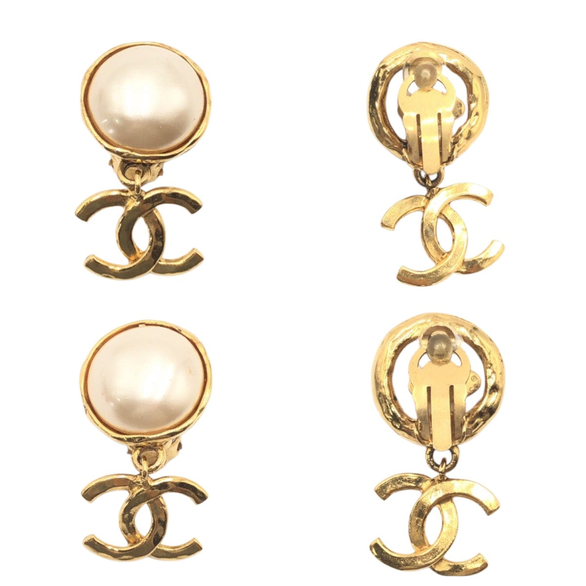 17394
CHANEL シャネル ヴィンテージ ココマーク ゴールド メタル / フェイクパール イヤリング  レディース