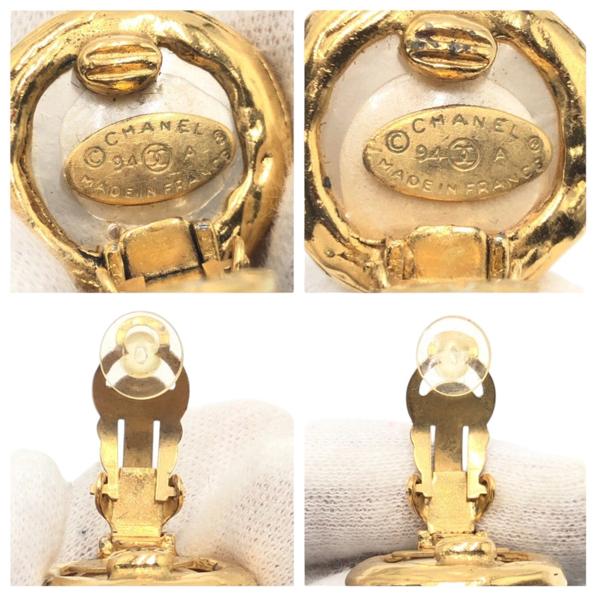 17394
CHANEL シャネル ヴィンテージ ココマーク ゴールド メタル / フェイクパール イヤリング  レディース