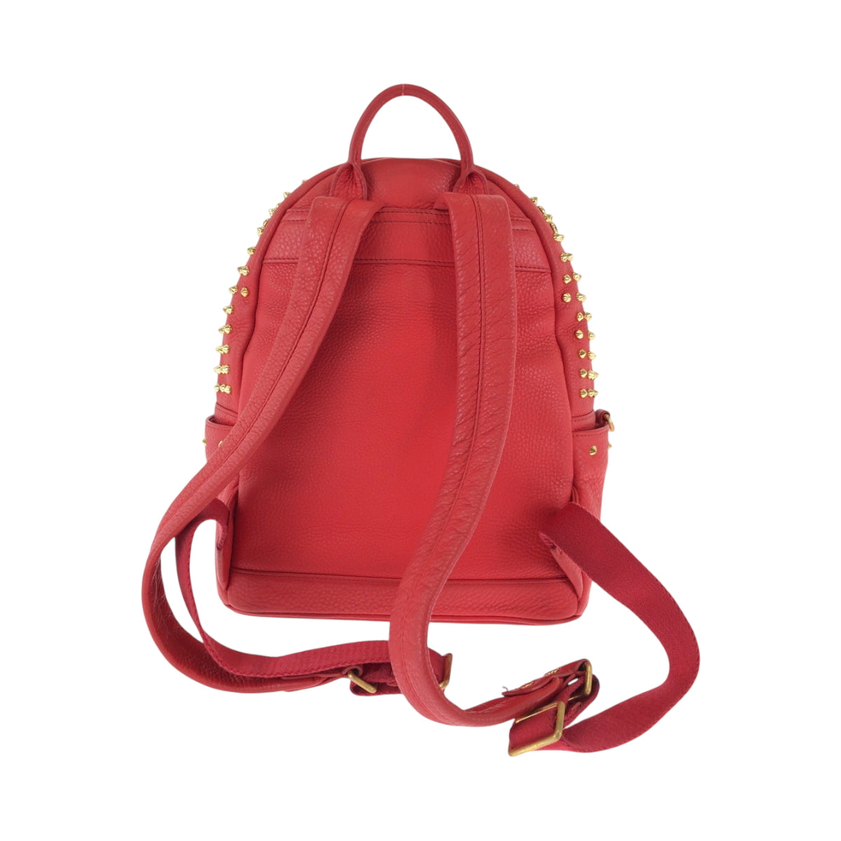 17396
MCM エム シー エム スタッズ レッド ゴールド金具 レザー リュックサック バックパック  レディース ABP48