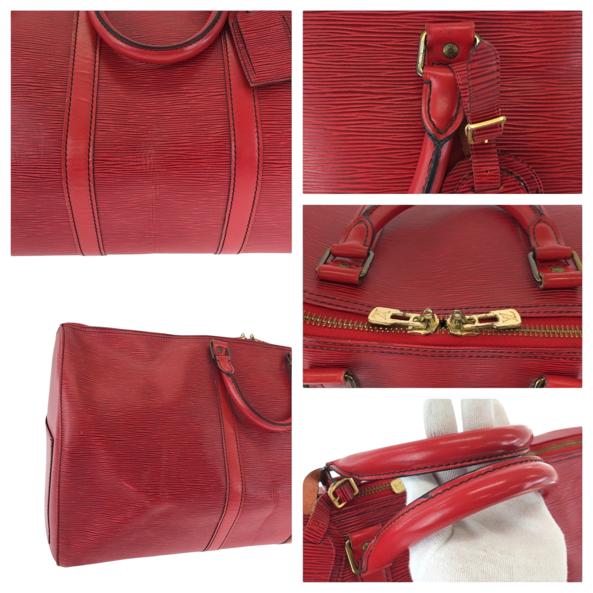 17397
LOUIS VUITTON ルイヴィトン エピ キーポル55 レッド ゴールド金具 エピレザー M42957 ボストンバッグ ハンドバッグ  レディース