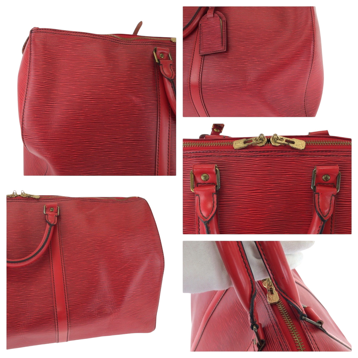 17397
LOUIS VUITTON ルイヴィトン エピ キーポル55 レッド ゴールド金具 エピレザー M42957 ボストンバッグ ハンドバッグ  レディース