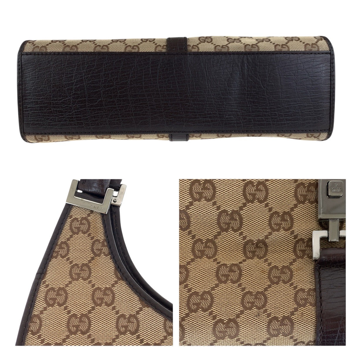 17398
GUCCI グッチ ジャッキー ブラウン シルバー金具 GGキャンバス / レザー 01719 ショルダーバッグ  レディース