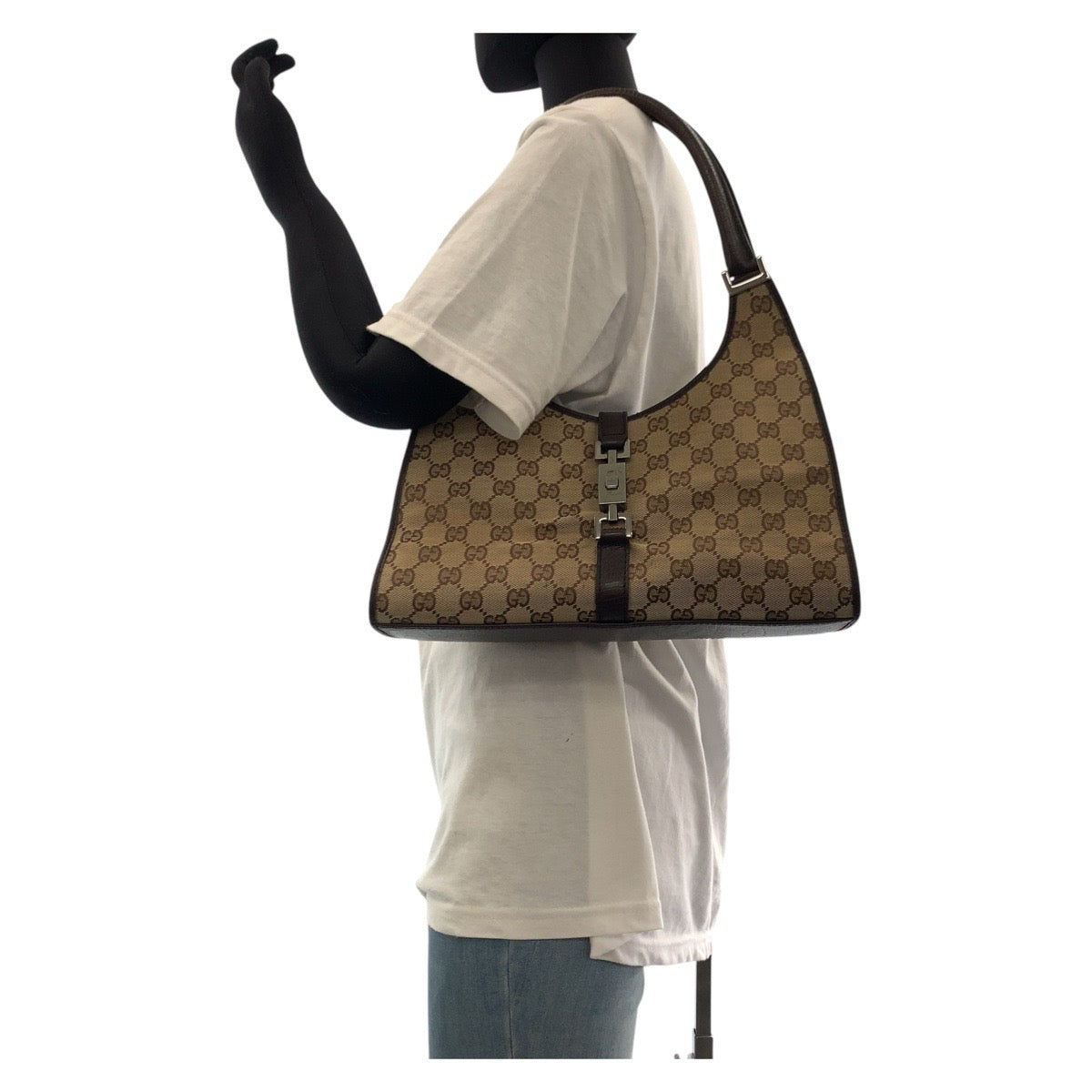 17398
GUCCI グッチ ジャッキー ブラウン シルバー金具 GGキャンバス / レザー 01719 ショルダーバッグ  レディース