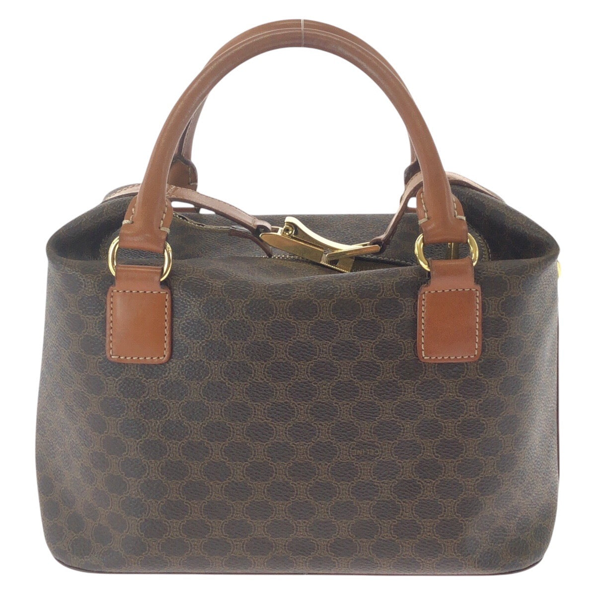 17402
CELINE セリーヌ ヴィンテージ マカダム ブラウン ゴールド金具 PVC 斜め掛け ショルダーバッグ ハンドバッグ 2WAY  レディース AB48