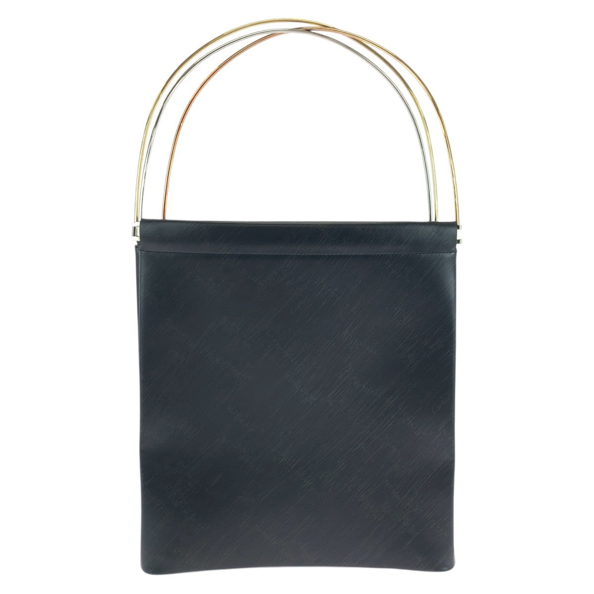 17404
CARTIER カルティエ トリニティ ブラック 黒 シルバー金具 レザー ハンドバッグ  レディース A63