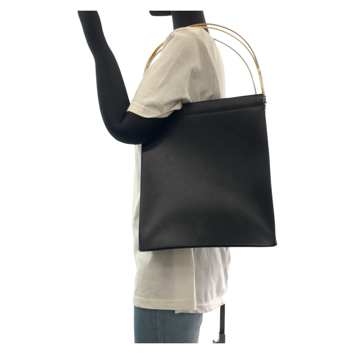 17404
CARTIER カルティエ トリニティ ブラック 黒 シルバー金具 レザー ハンドバッグ  レディース A63