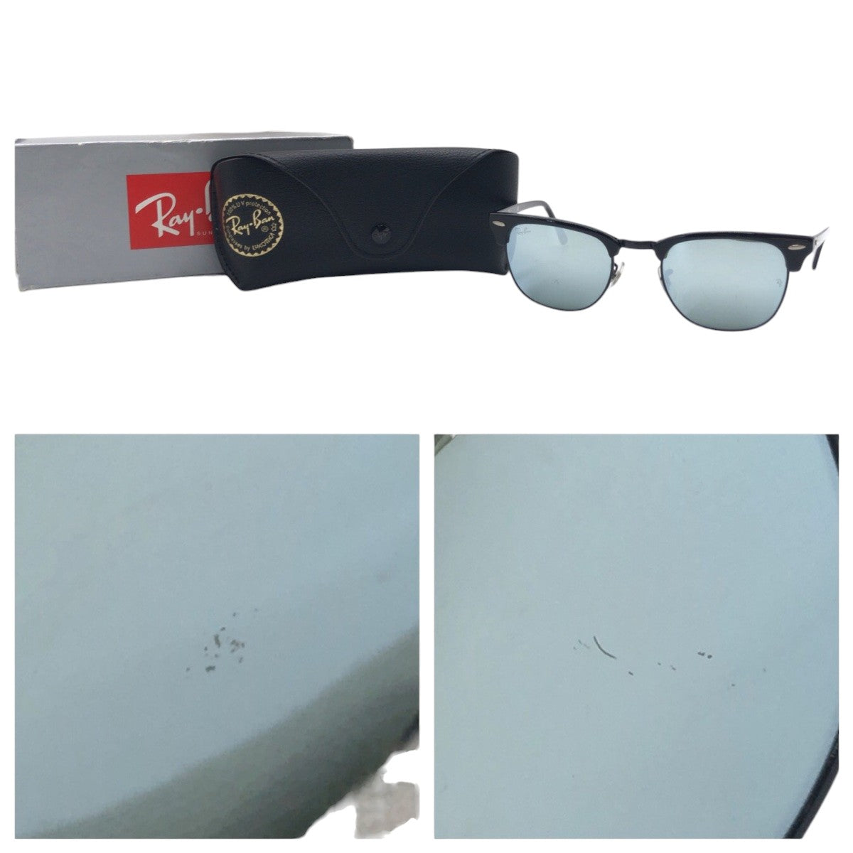 17405
Ray-Ban レイバン CLUBMASTER ブラック 黒 ミラー プラスチック RB3016 1229/30 サングラス 男女兼用 ウェリントン  メンズ ABP15